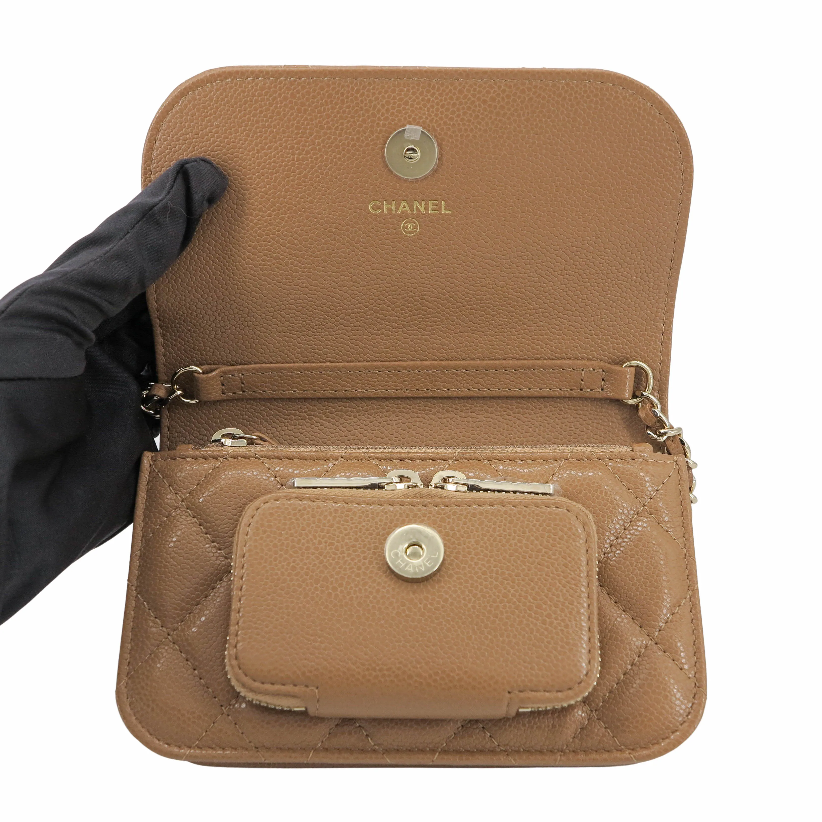 Mini Business Affinity Flap Bag in 22B Caramel Caviar