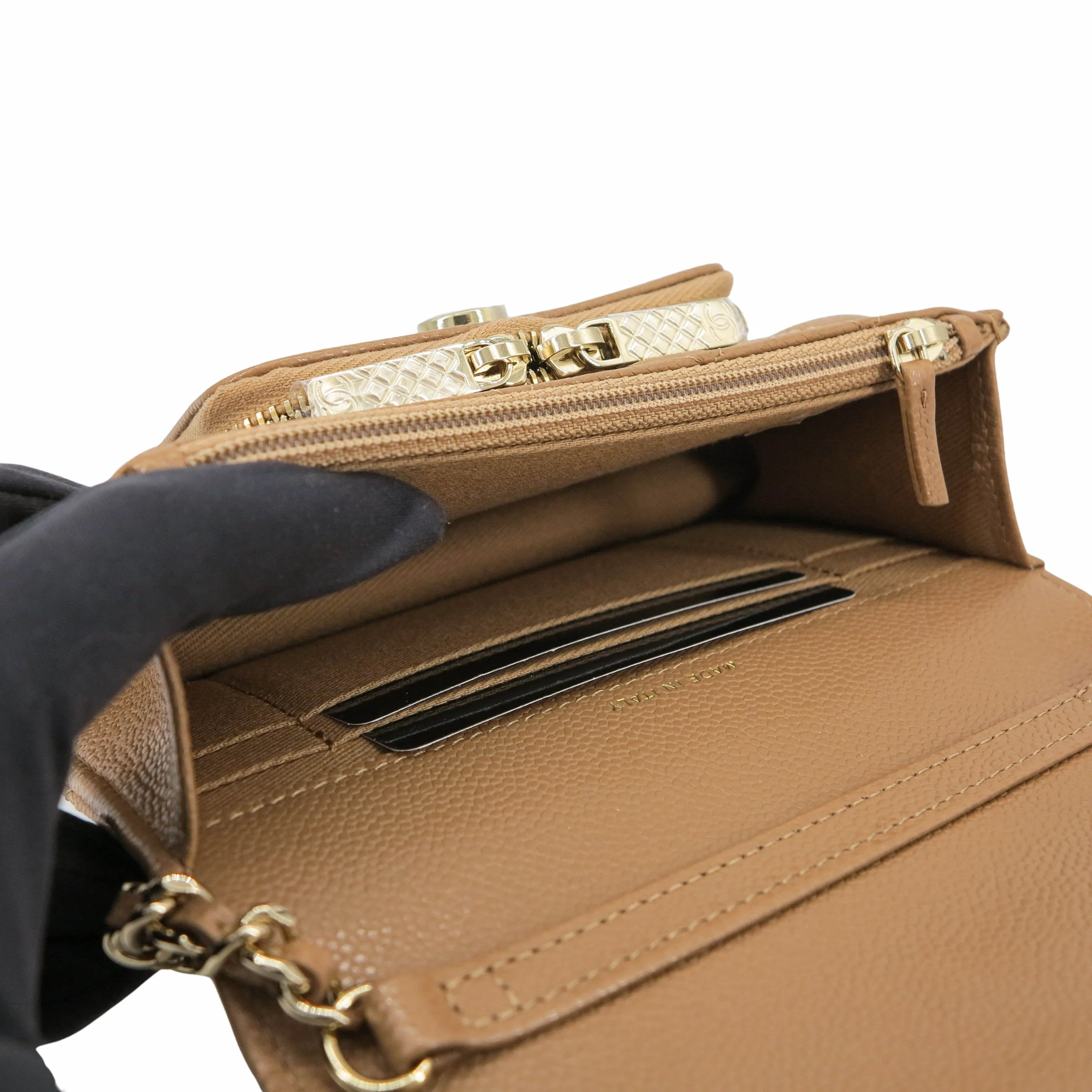 Mini Business Affinity Flap Bag in 22B Caramel Caviar