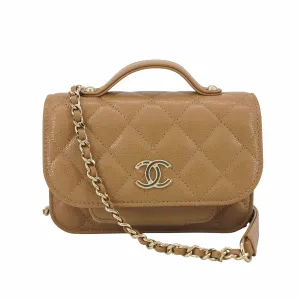 Mini Business Affinity Flap Bag in 22B Caramel Caviar