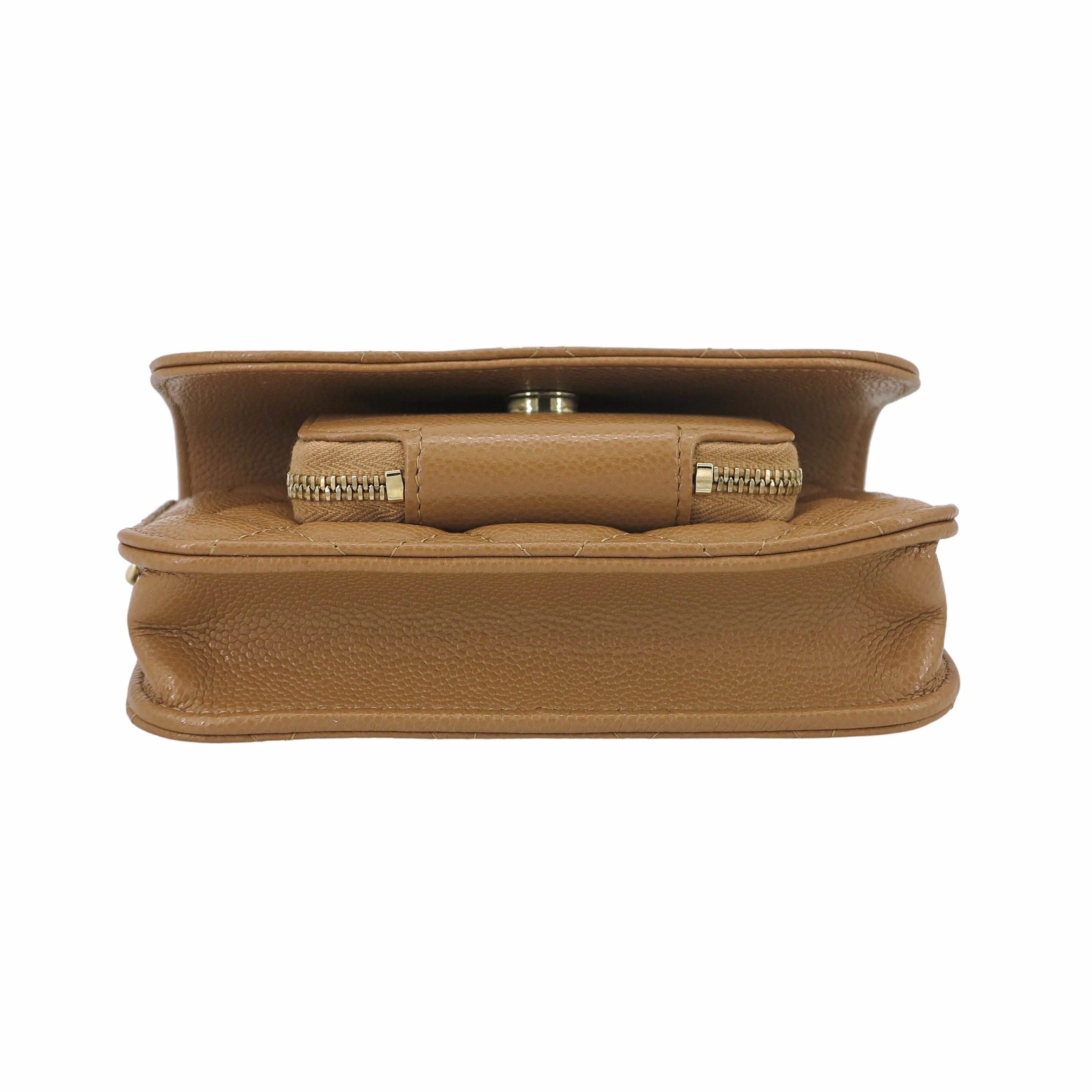 Mini Business Affinity Flap Bag in 22B Caramel Caviar