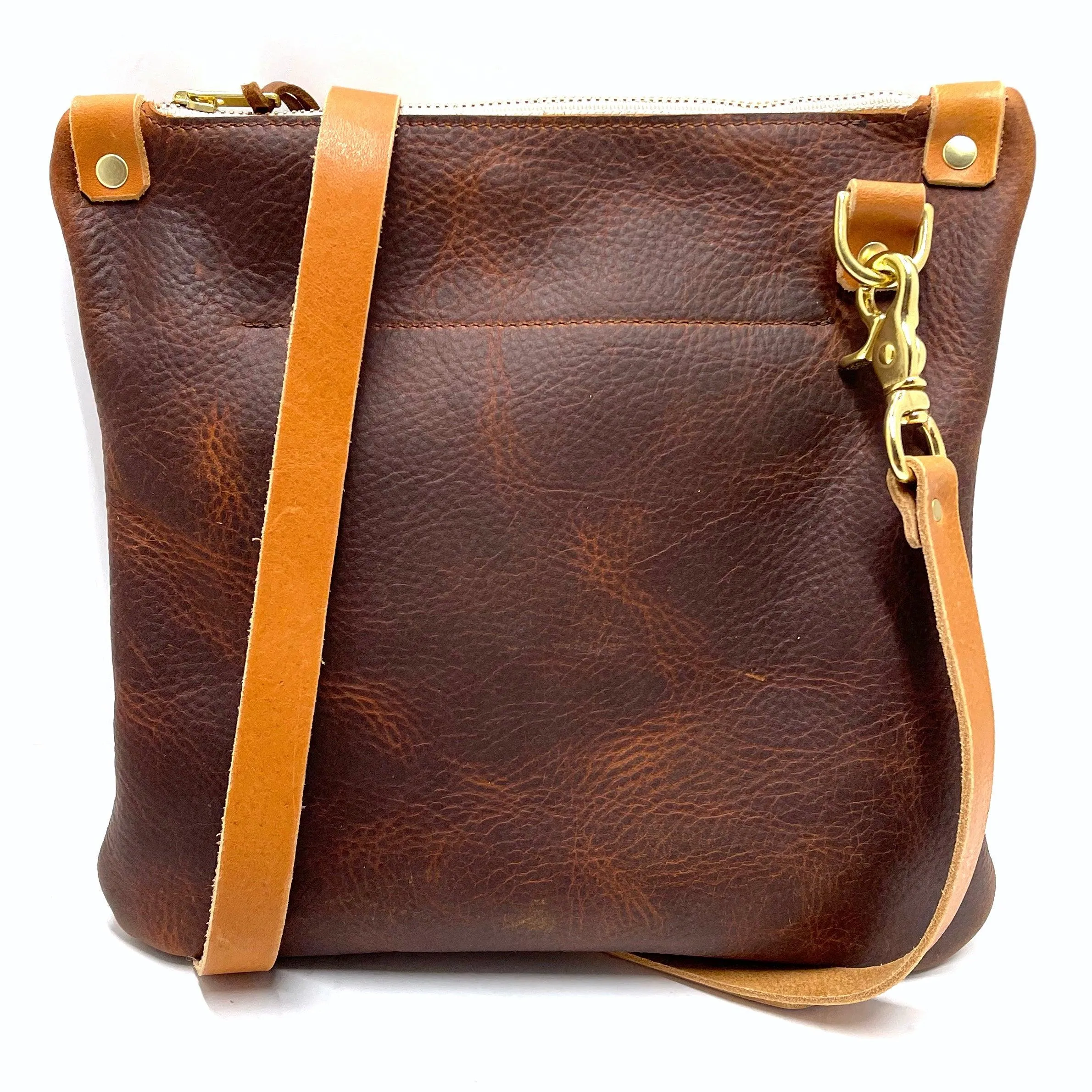 Mini Leather Messenger in Brown