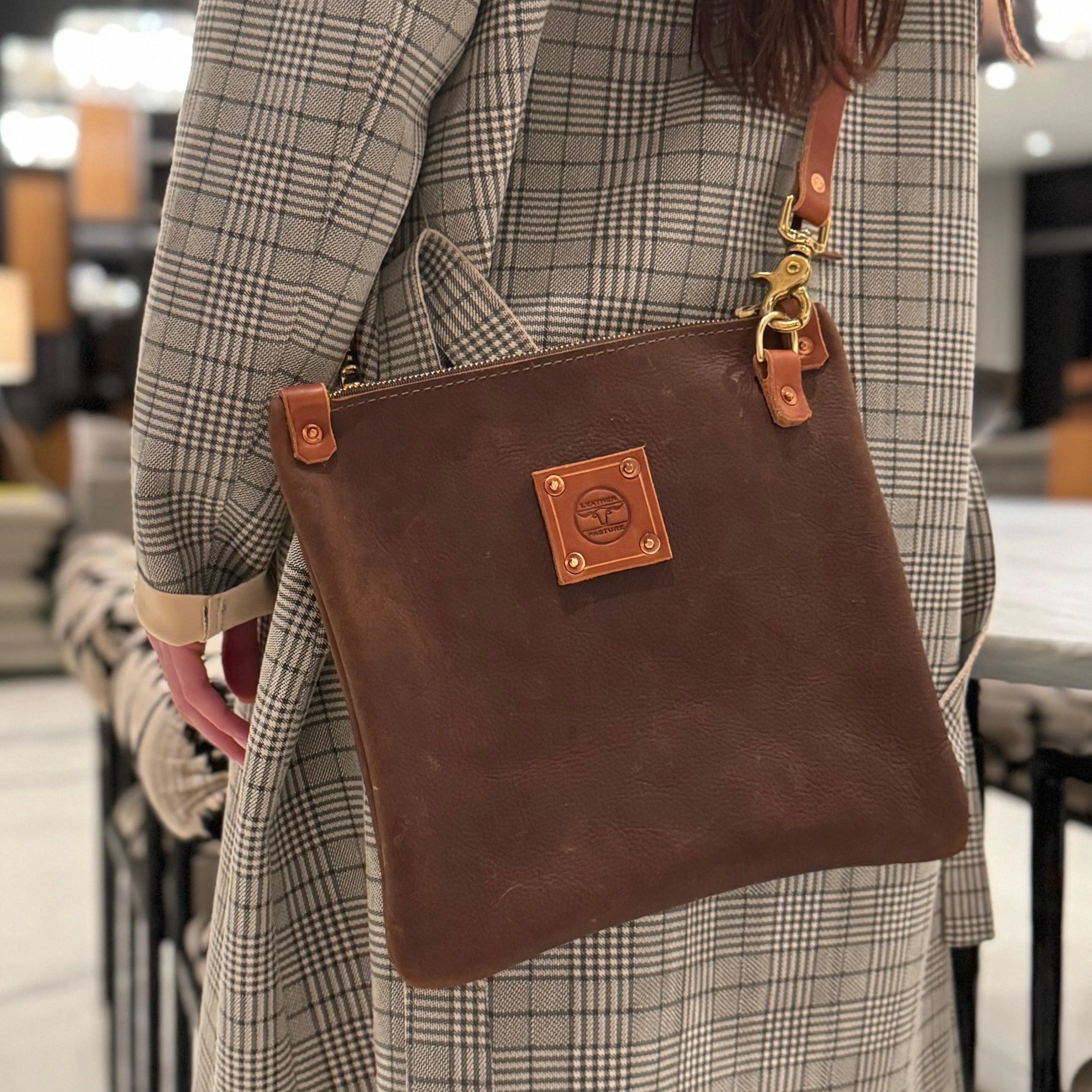 Mini Leather Messenger in Brown