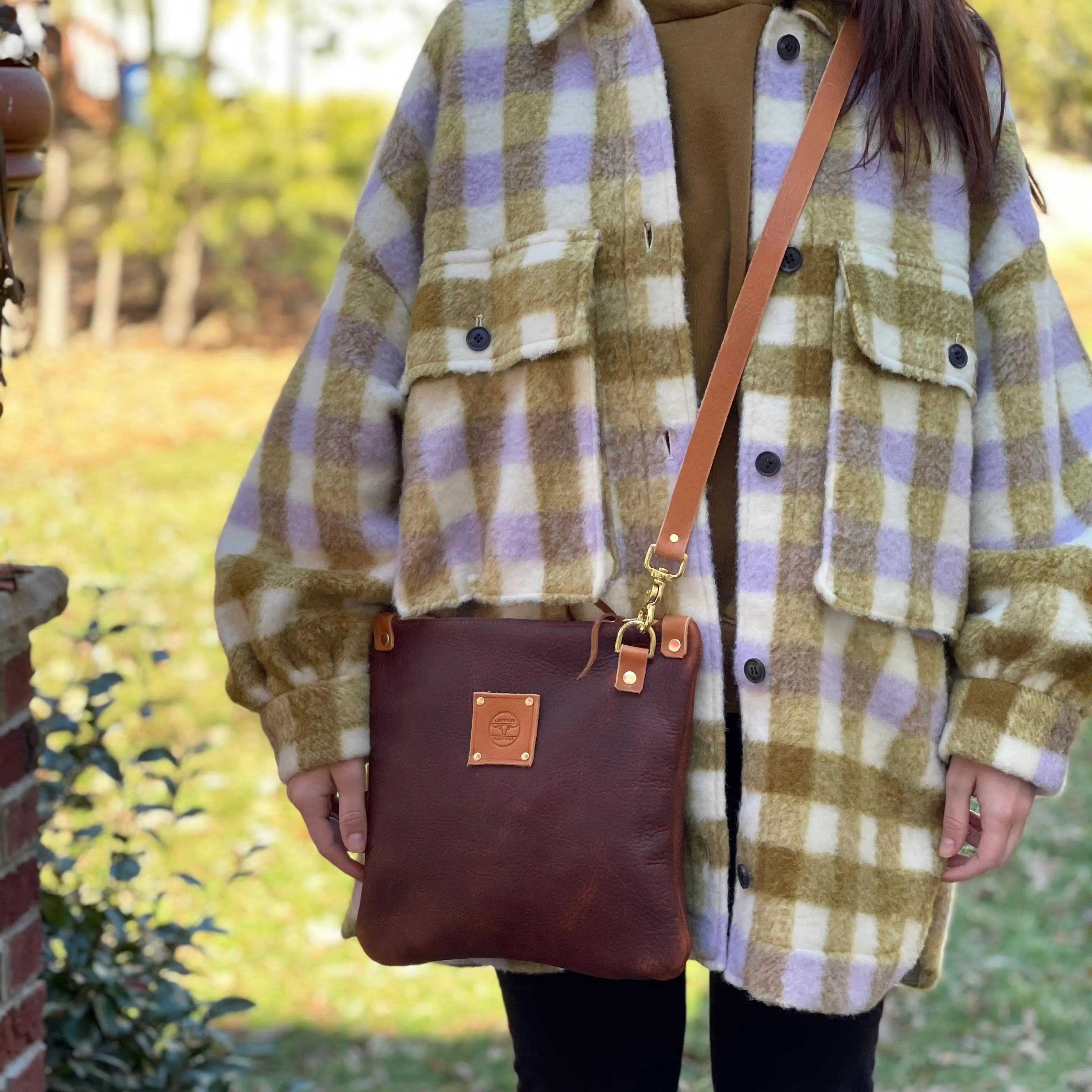 Mini Leather Messenger in Brown