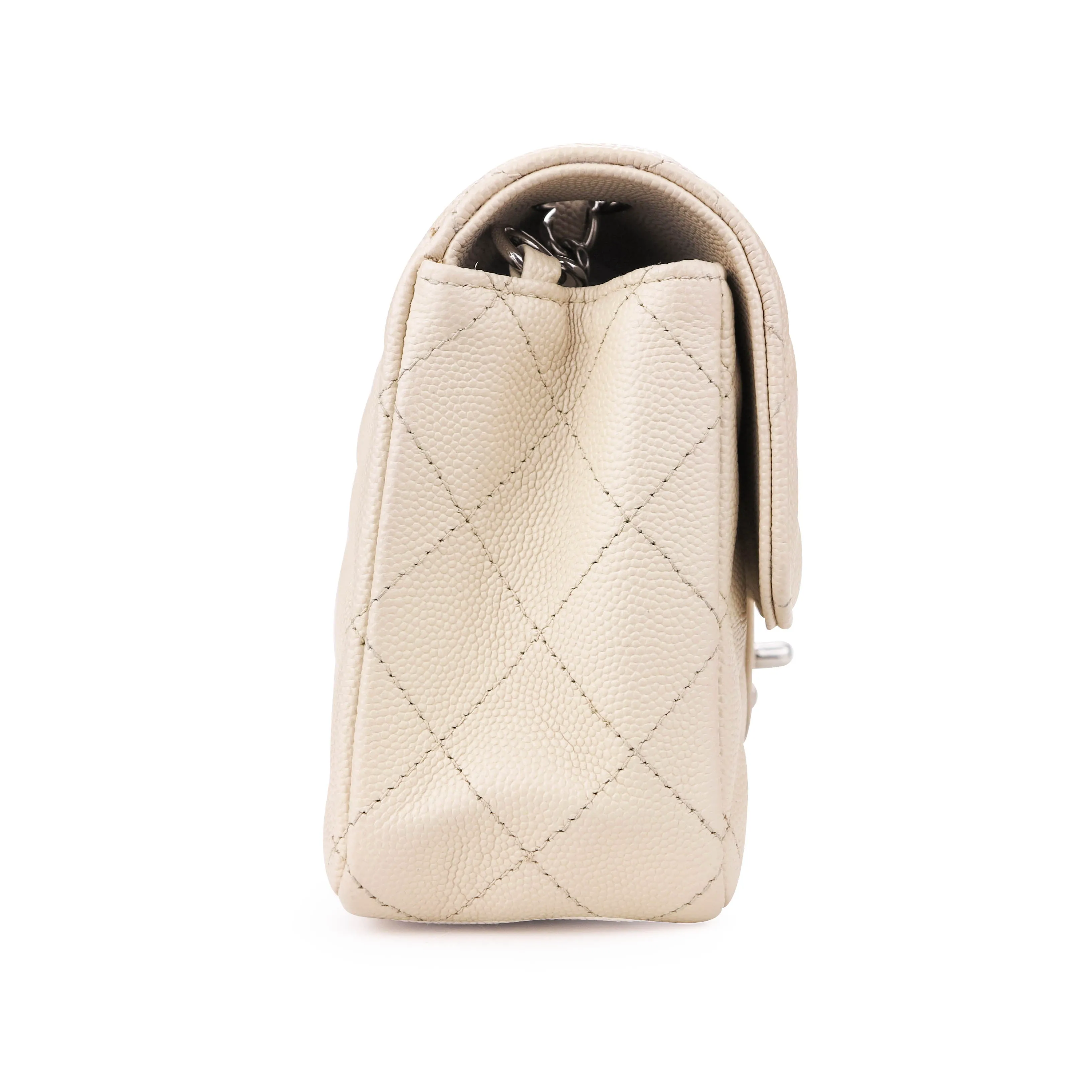 Mini Rectangular Flap Bag in 18C Light Beige Caviar SHW