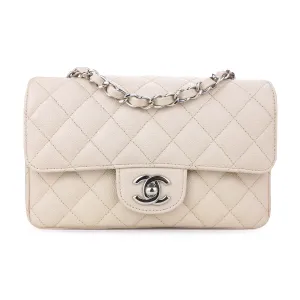 Mini Rectangular Flap Bag in 18C Light Beige Caviar SHW