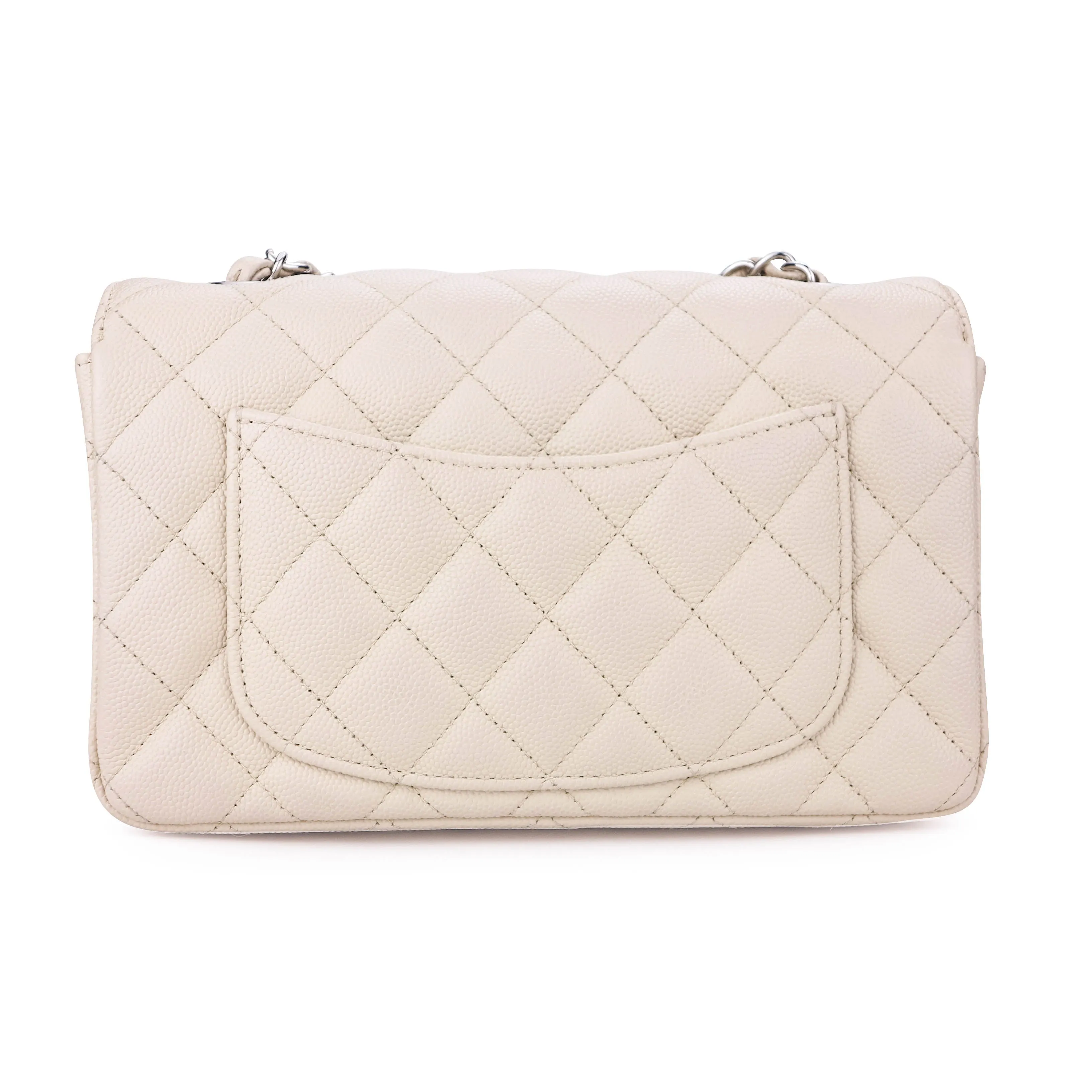 Mini Rectangular Flap Bag in 18C Light Beige Caviar SHW