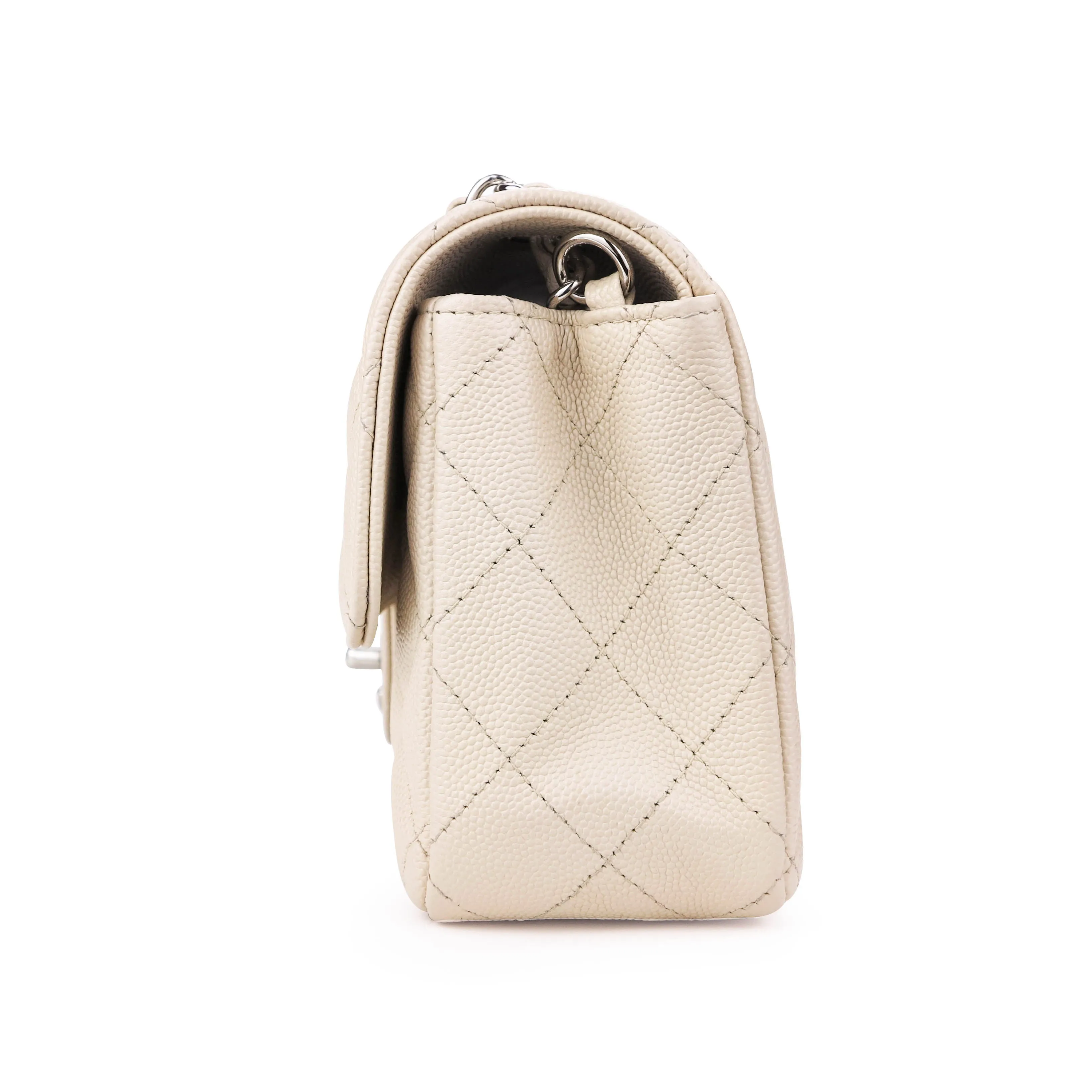 Mini Rectangular Flap Bag in 18C Light Beige Caviar SHW