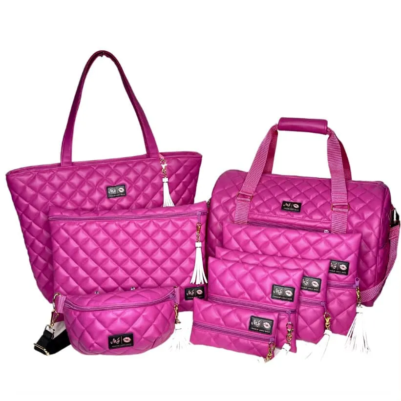 MJ Quilted Luxe Tote Collection || Hot Fuschia