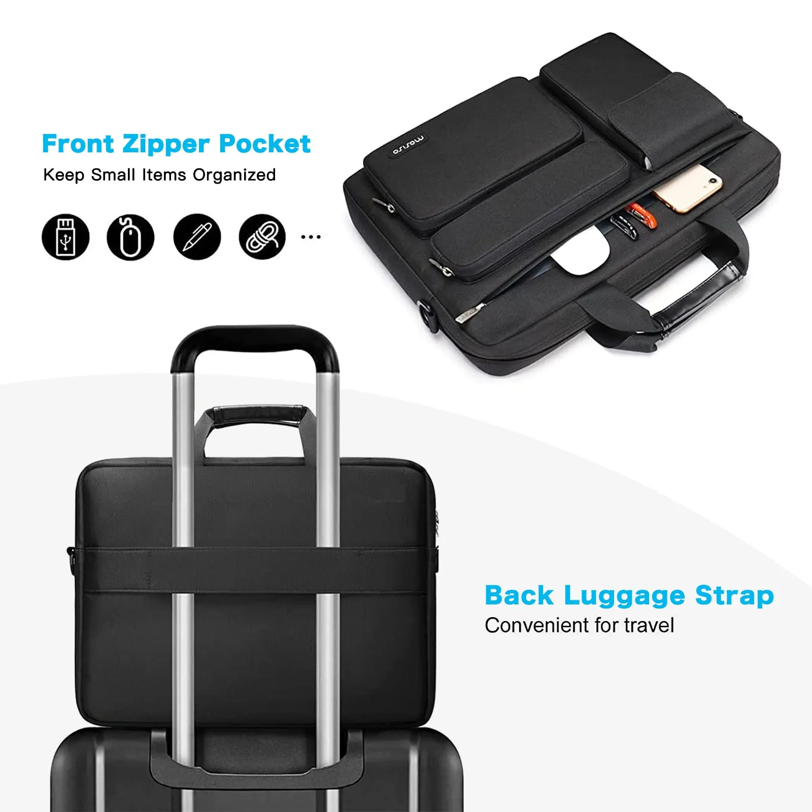 MOSISO Laptop Shoulder Bag Compatible with MacBook Air 15 inch M3 M2 2024 2023/Pro 16 M3 M2 M1 2024-2019