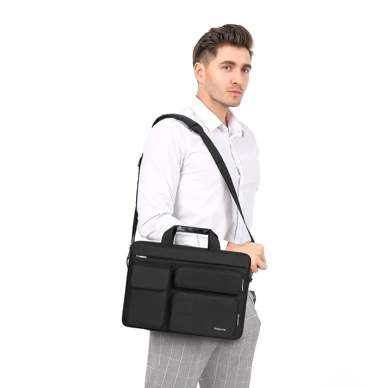 MOSISO Laptop Shoulder Bag Compatible with MacBook Air 15 inch M3 M2 2024 2023/Pro 16 M3 M2 M1 2024-2019