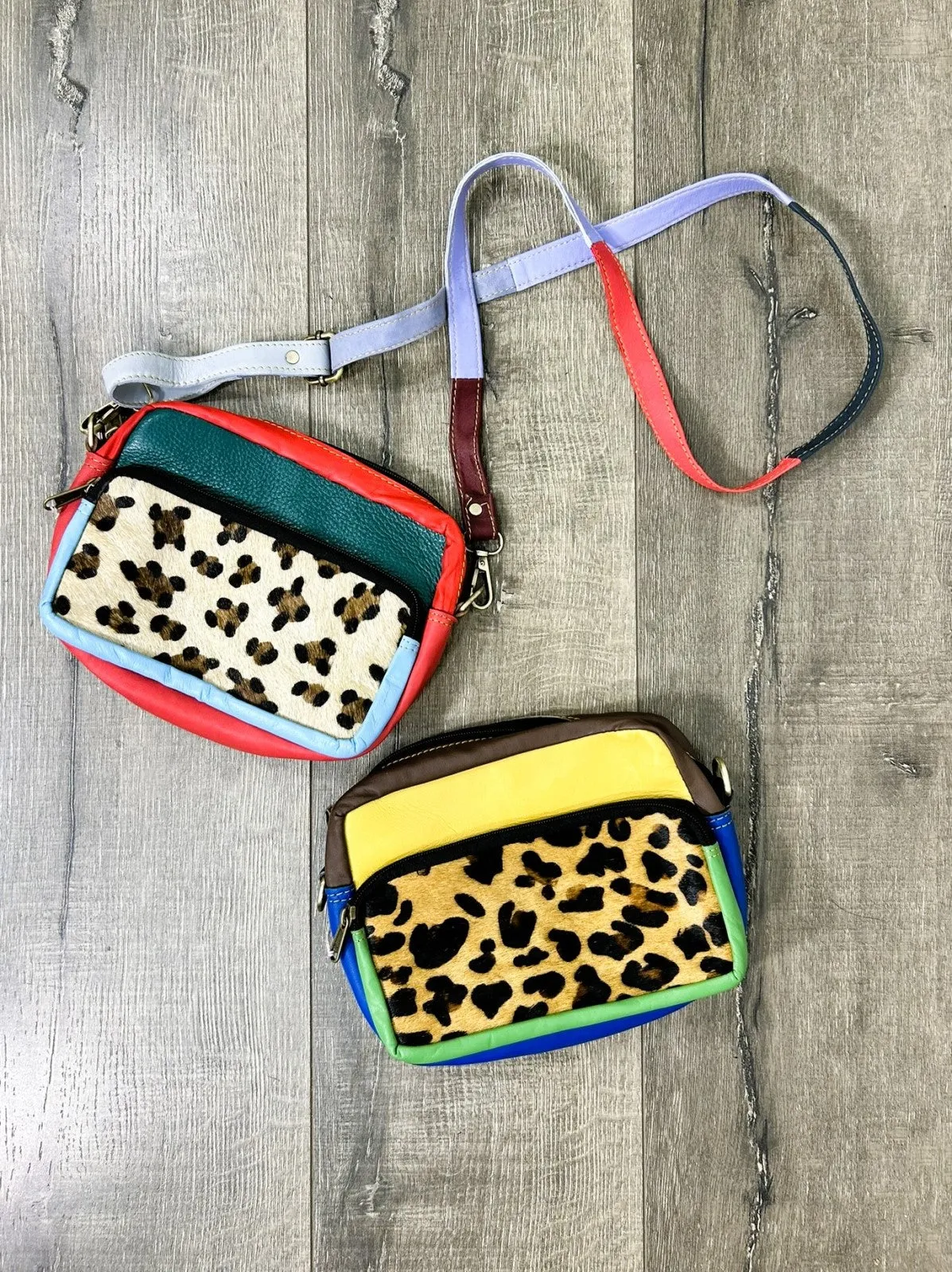 Multi Leather Animal Print Small Rectangle Bag