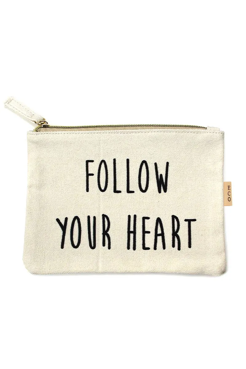 Multi Lettering Cotton Canvas Eco Pouch Bags: One Size / PCH026