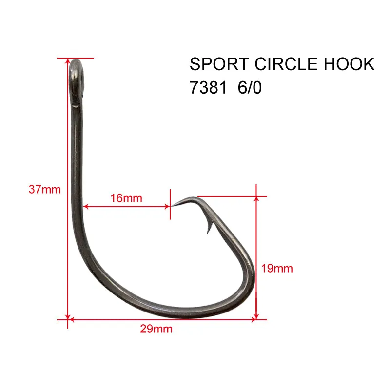 Multi-size Chemically Sharpened Sport Circle Hooks 4/0,5/0, 6/0, 8/0