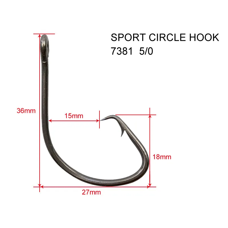 Multi-size Chemically Sharpened Sport Circle Hooks 4/0,5/0, 6/0, 8/0