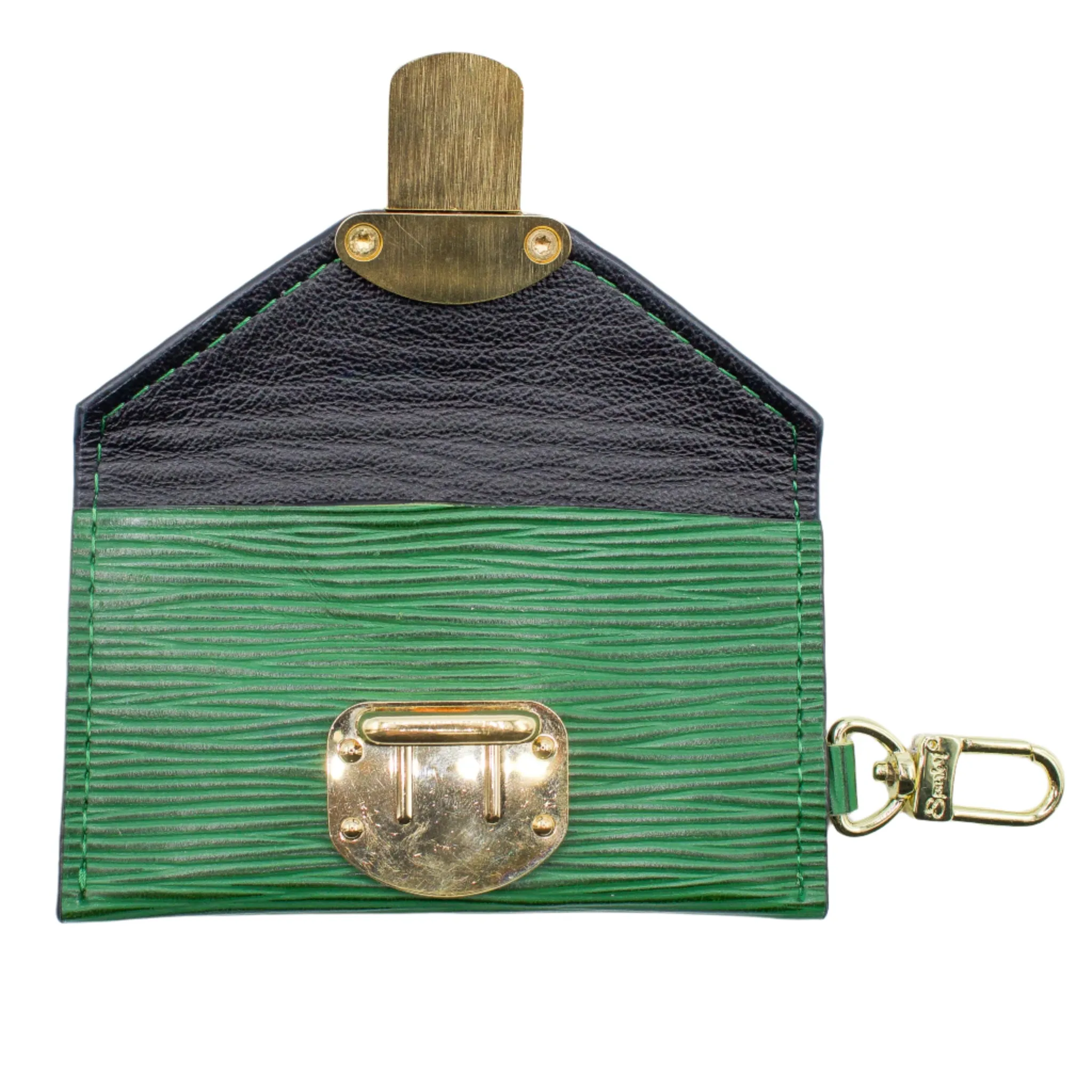 Nancy Hansard 223. UNICORN - Upcycled LV Epi Envelope Wallet with Upcycled LV Yellow Gold Closure & Keychain