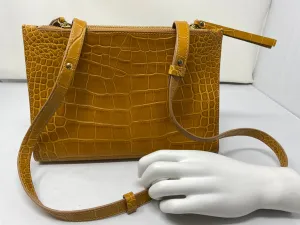 Nanushka Mustard Croc Embossed crossbody bag