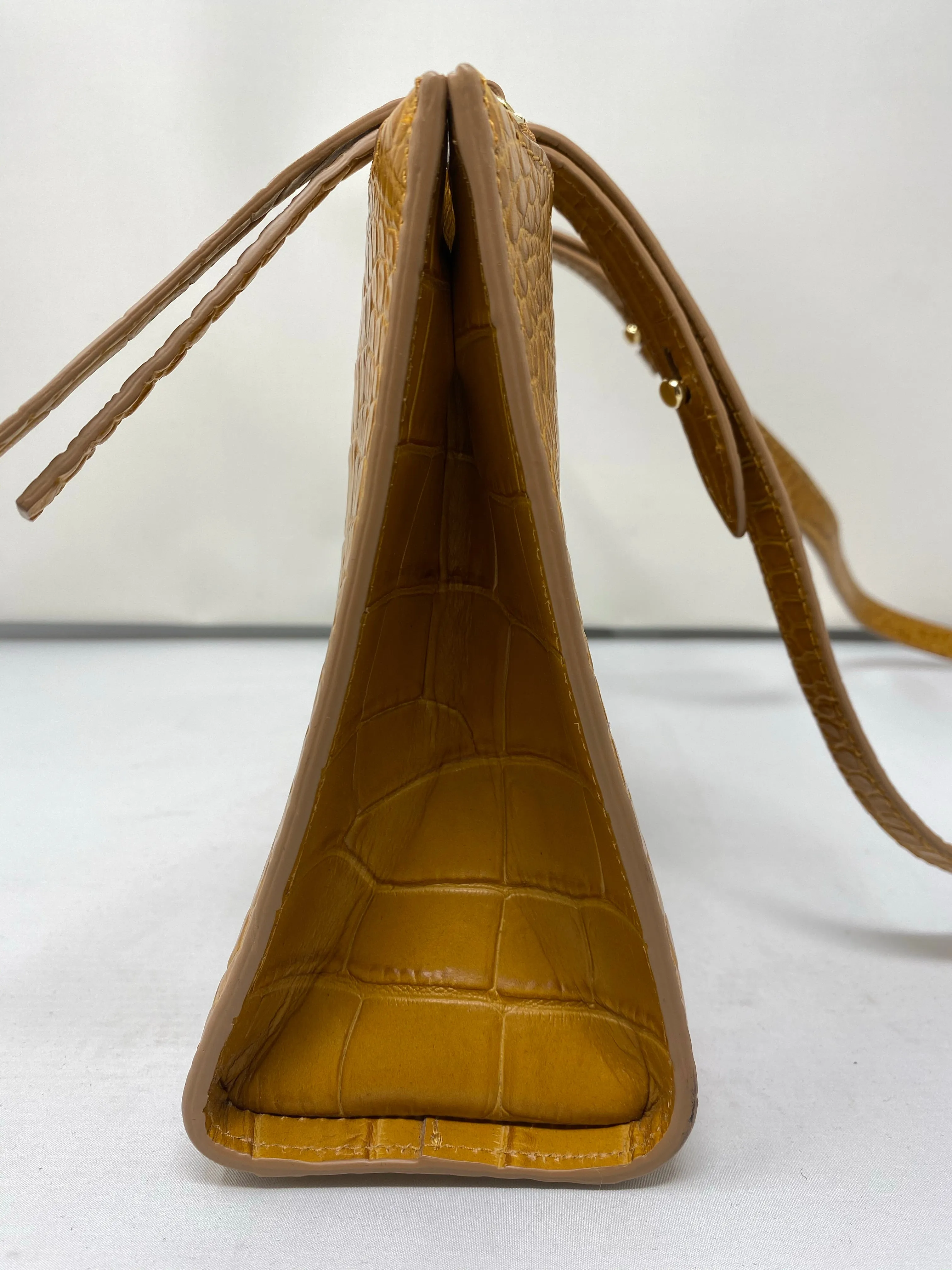 Nanushka Mustard Croc Embossed crossbody bag