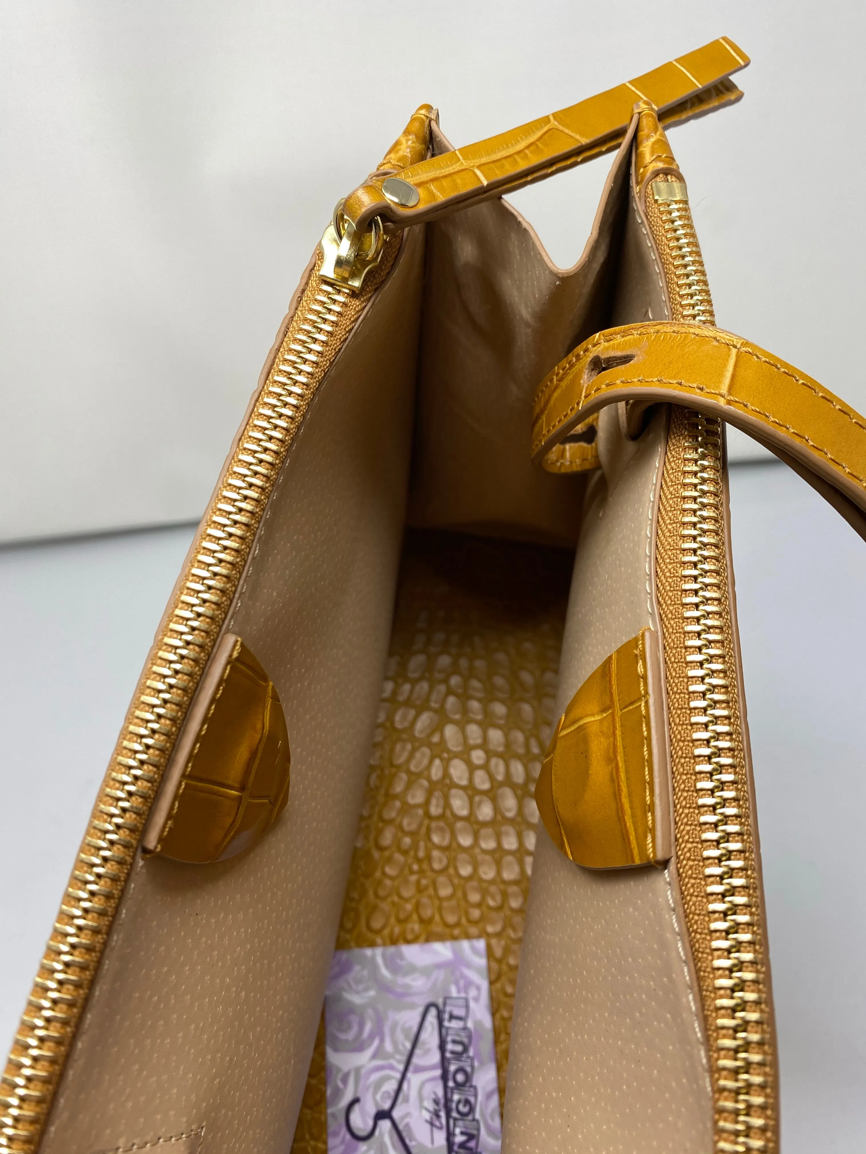 Nanushka Mustard Croc Embossed crossbody bag