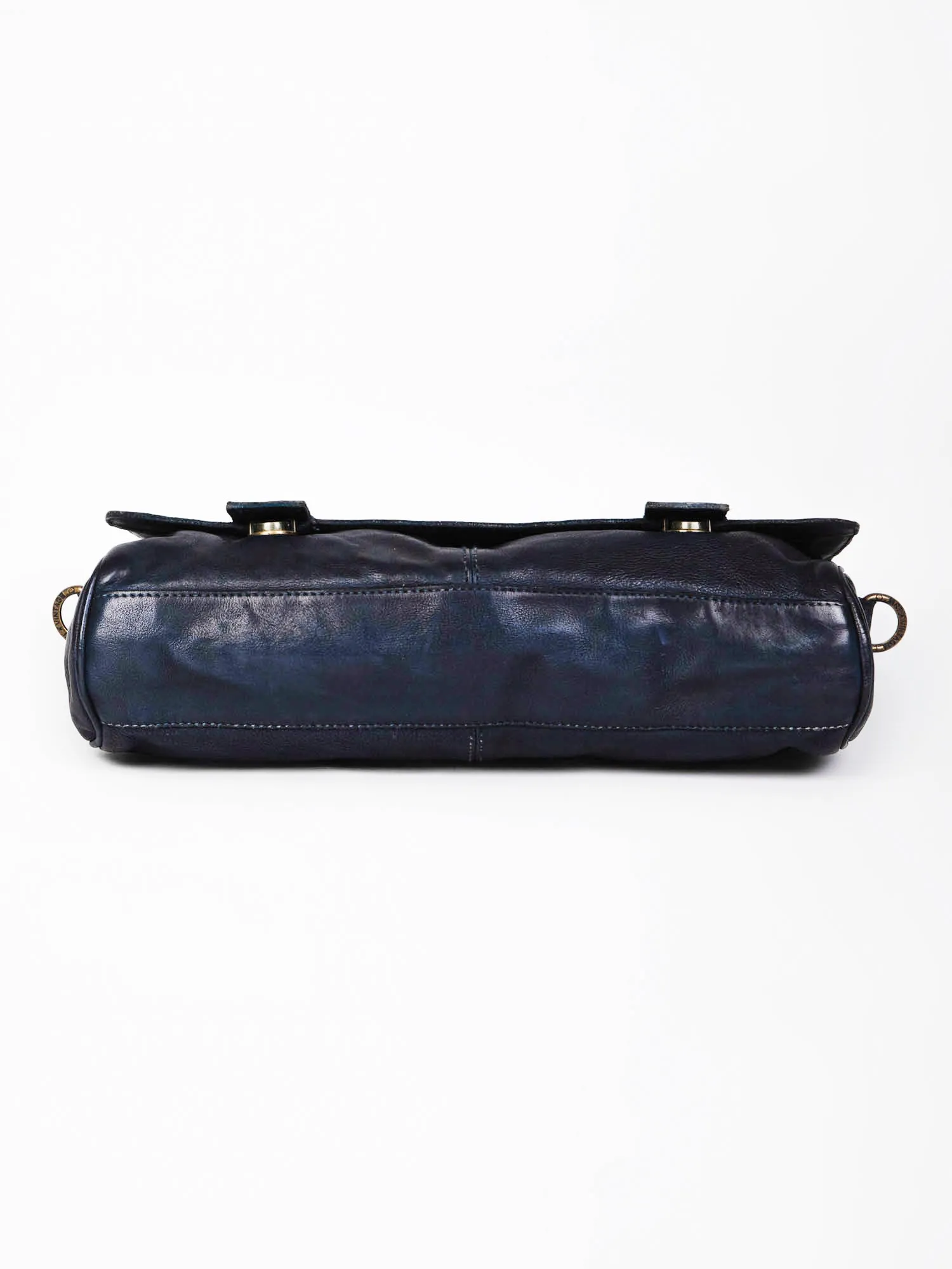 Navy Blue Leather Men's Messenger Bag By Art N Vintage