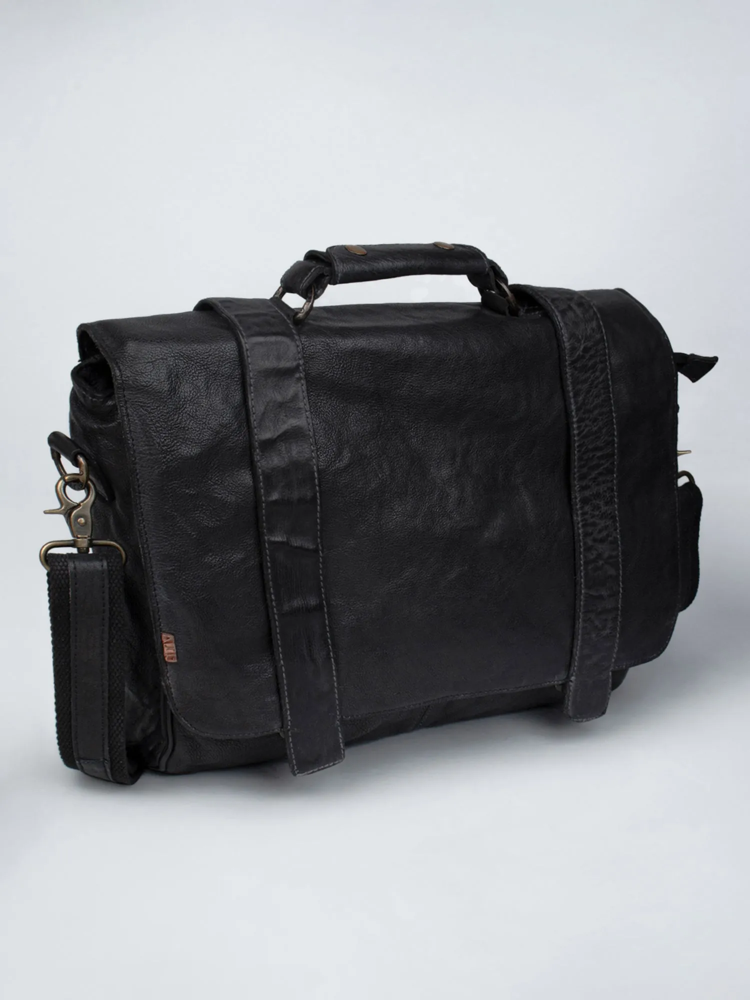 Navy Blue Leather Men's Messenger Bag By Art N Vintage