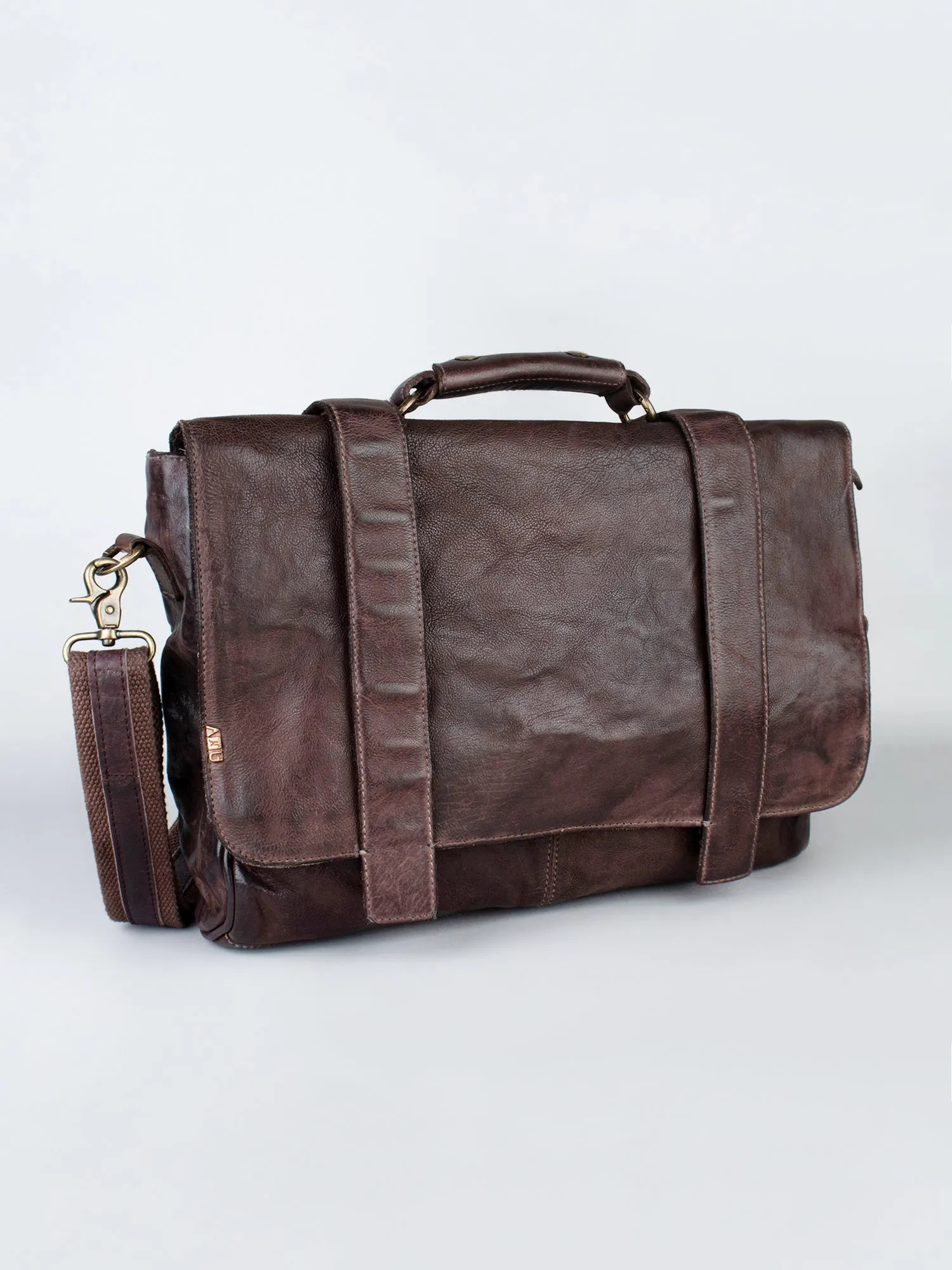 Navy Blue Leather Men's Messenger Bag By Art N Vintage