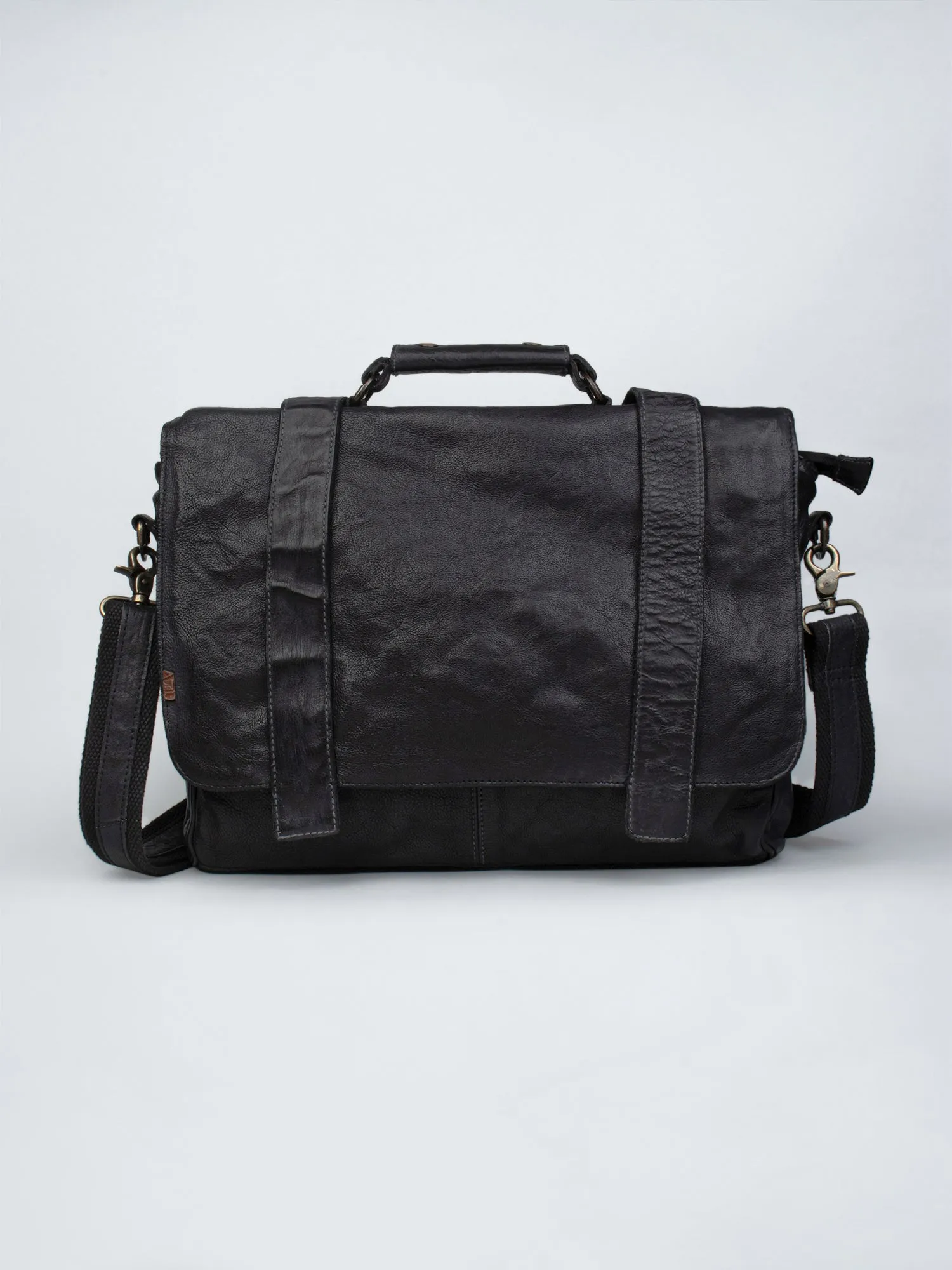 Navy Blue Leather Men's Messenger Bag By Art N Vintage
