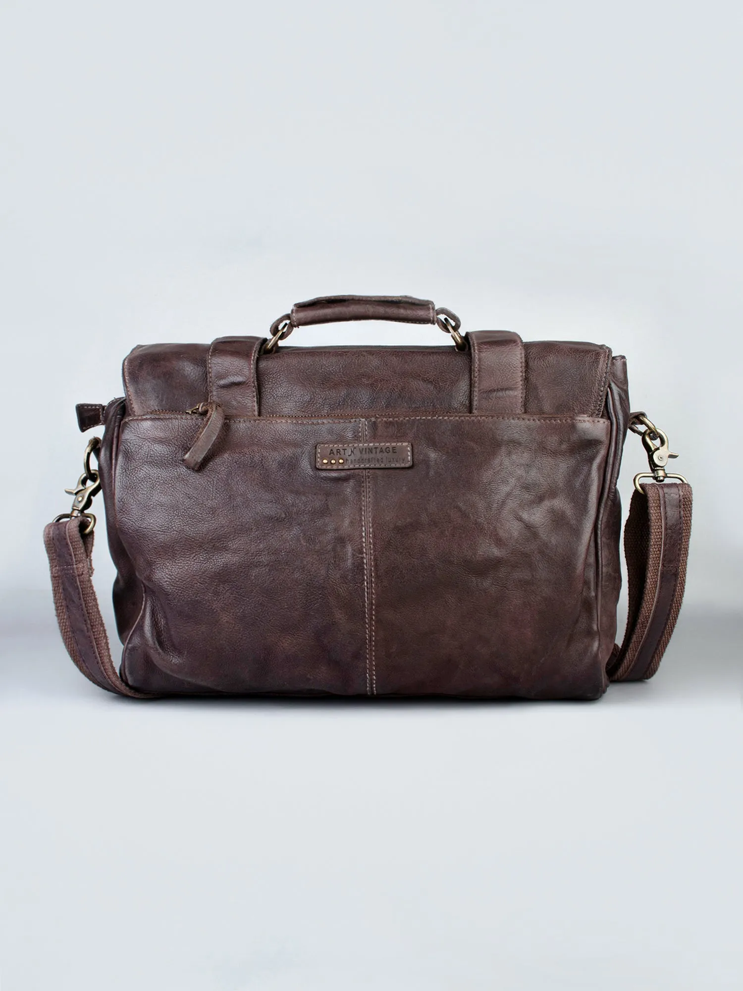 Navy Blue Leather Men's Messenger Bag By Art N Vintage
