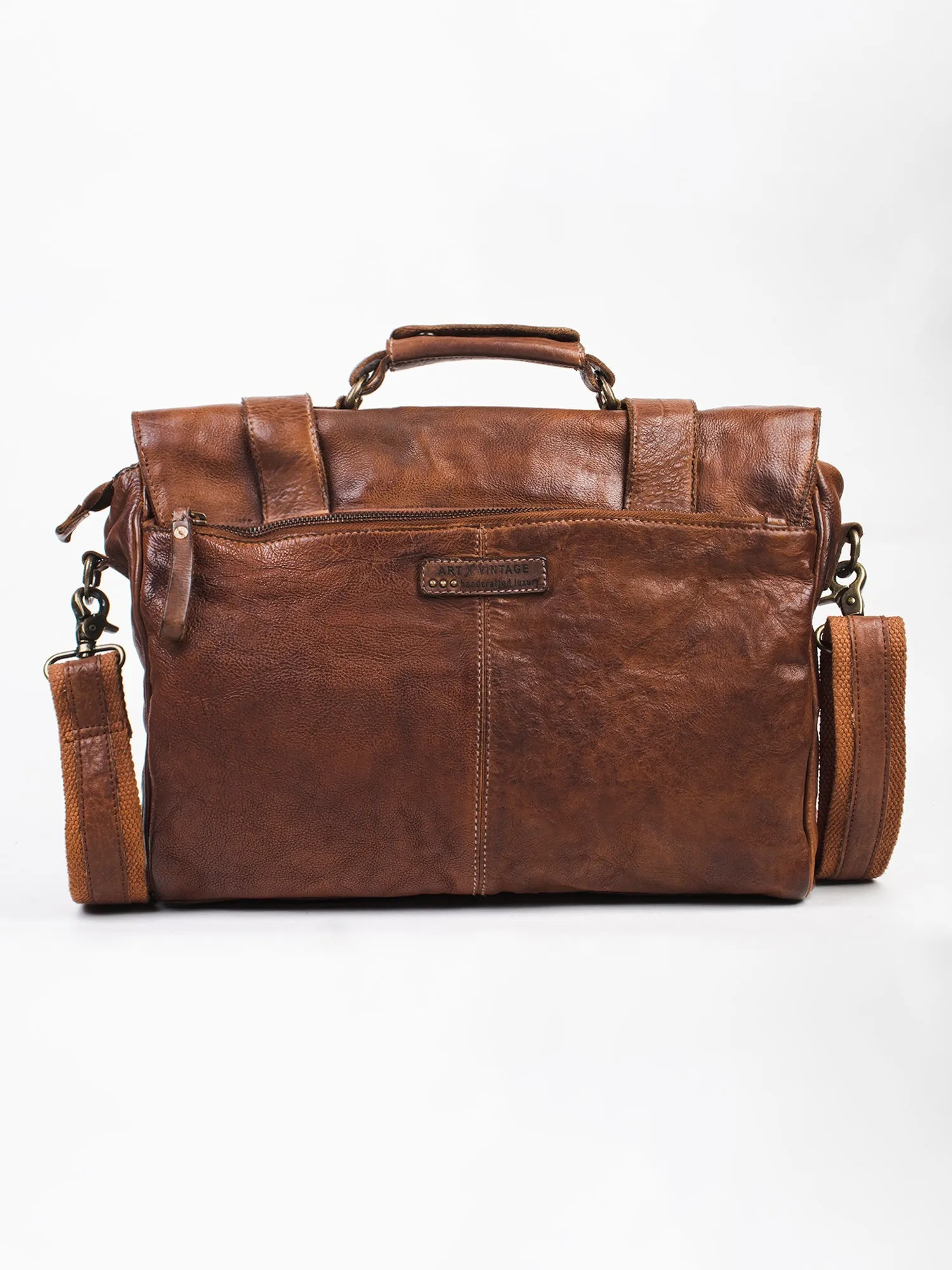 Navy Blue Leather Men's Messenger Bag By Art N Vintage