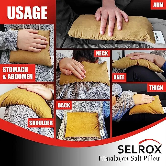 NEW Selrox Therapeutic Salt Pillow Heat Pad - Filled with authentic Himalayan Pink Salt! Natural Himalayan Pink Salt microwavable heating pad for cramps, neck heating pad & hot bag