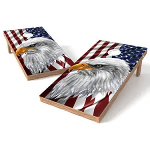 Official Size 2x4 Eagle Eye American Flag Cornhole Game