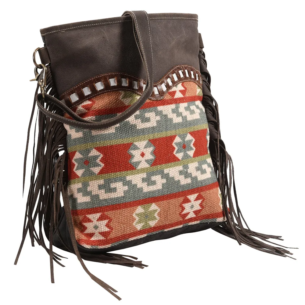 OHLAY MESSENGER Upcycled Wool Upcycled Canvas Hair-on Genuine Leather women bag western handbag purse