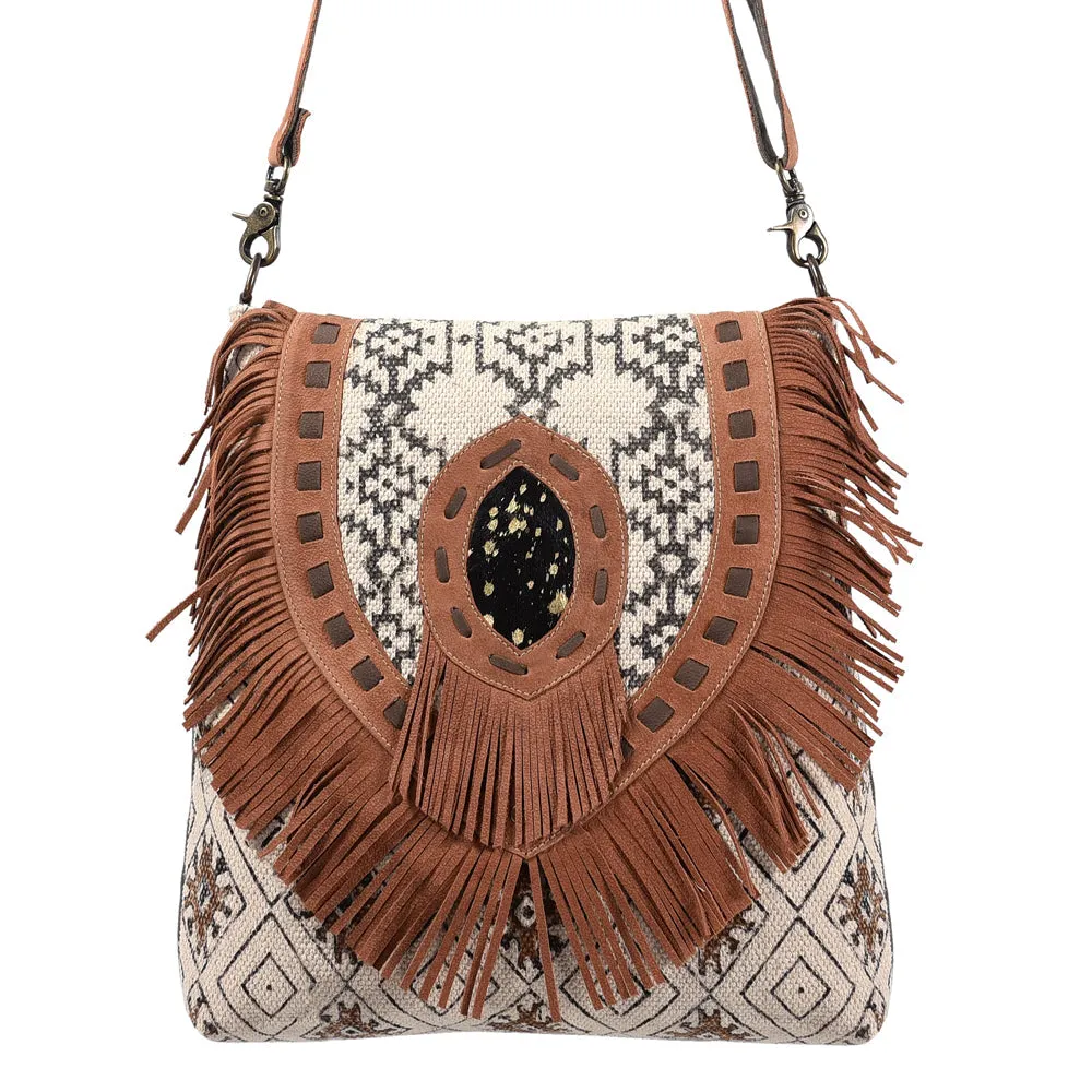 OHLAY MESSENGER Upcycled Wool Upcycled Canvas Hair-on Genuine Leather women bag western handbag purse