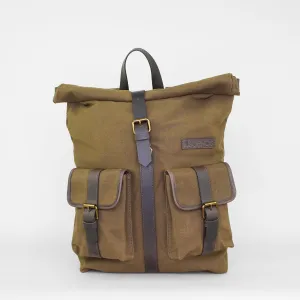 Olive Waxed Canvas Roll Top Rucksack Backpack - Waxed Canvas Durability