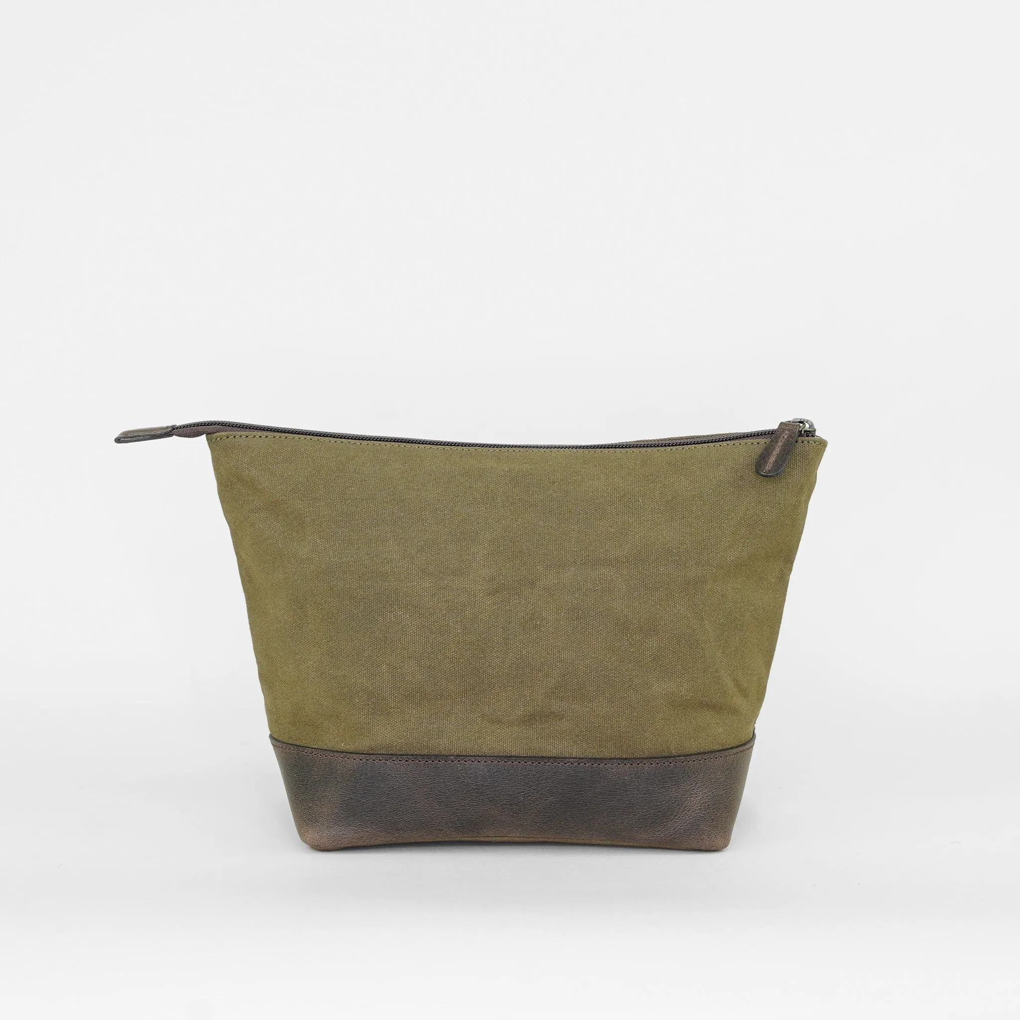 Olive Waxed Canvas Triangle Washbag - Men's Toiletries Bag