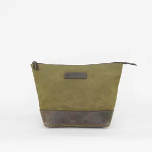 Olive Waxed Canvas Triangle Washbag - Men's Toiletries Bag