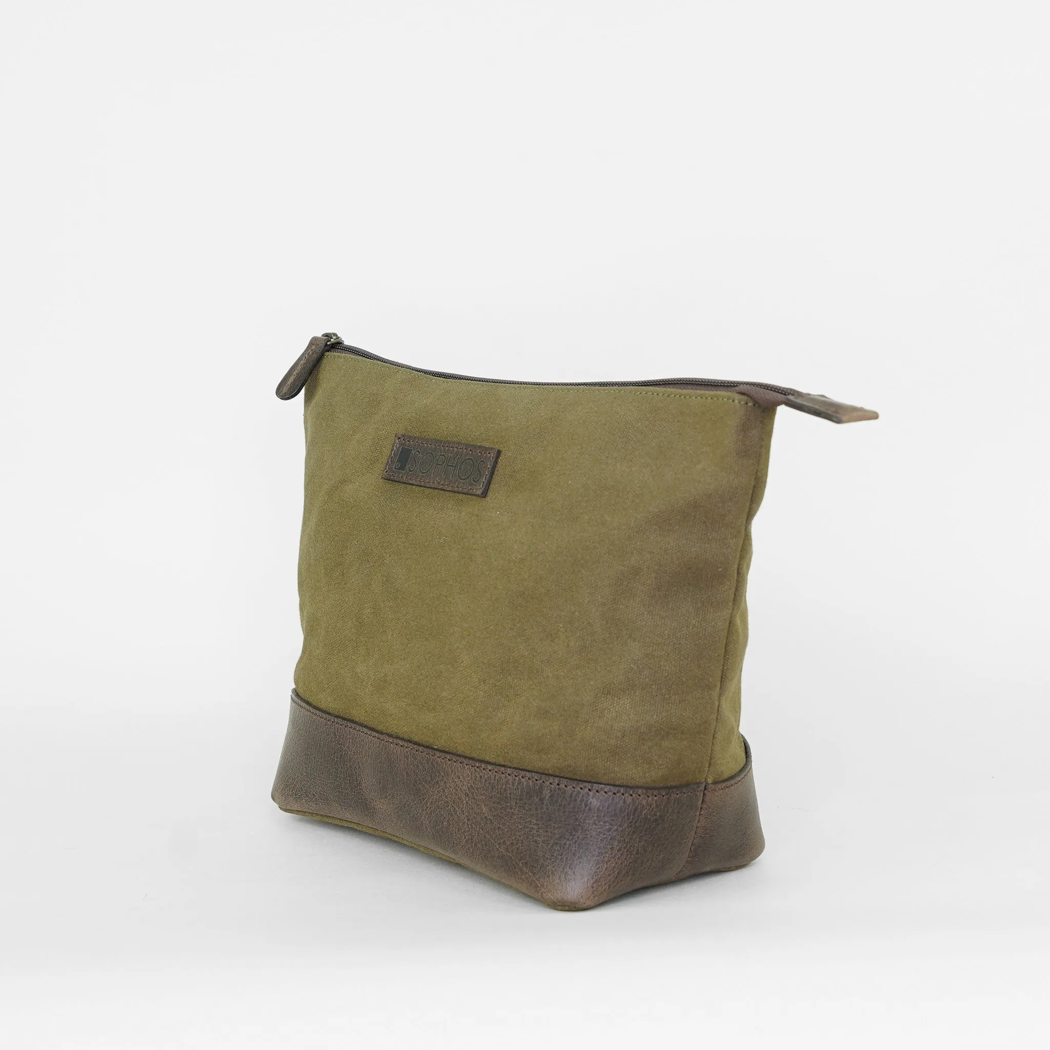 Olive Waxed Canvas Triangle Washbag - Men's Toiletries Bag