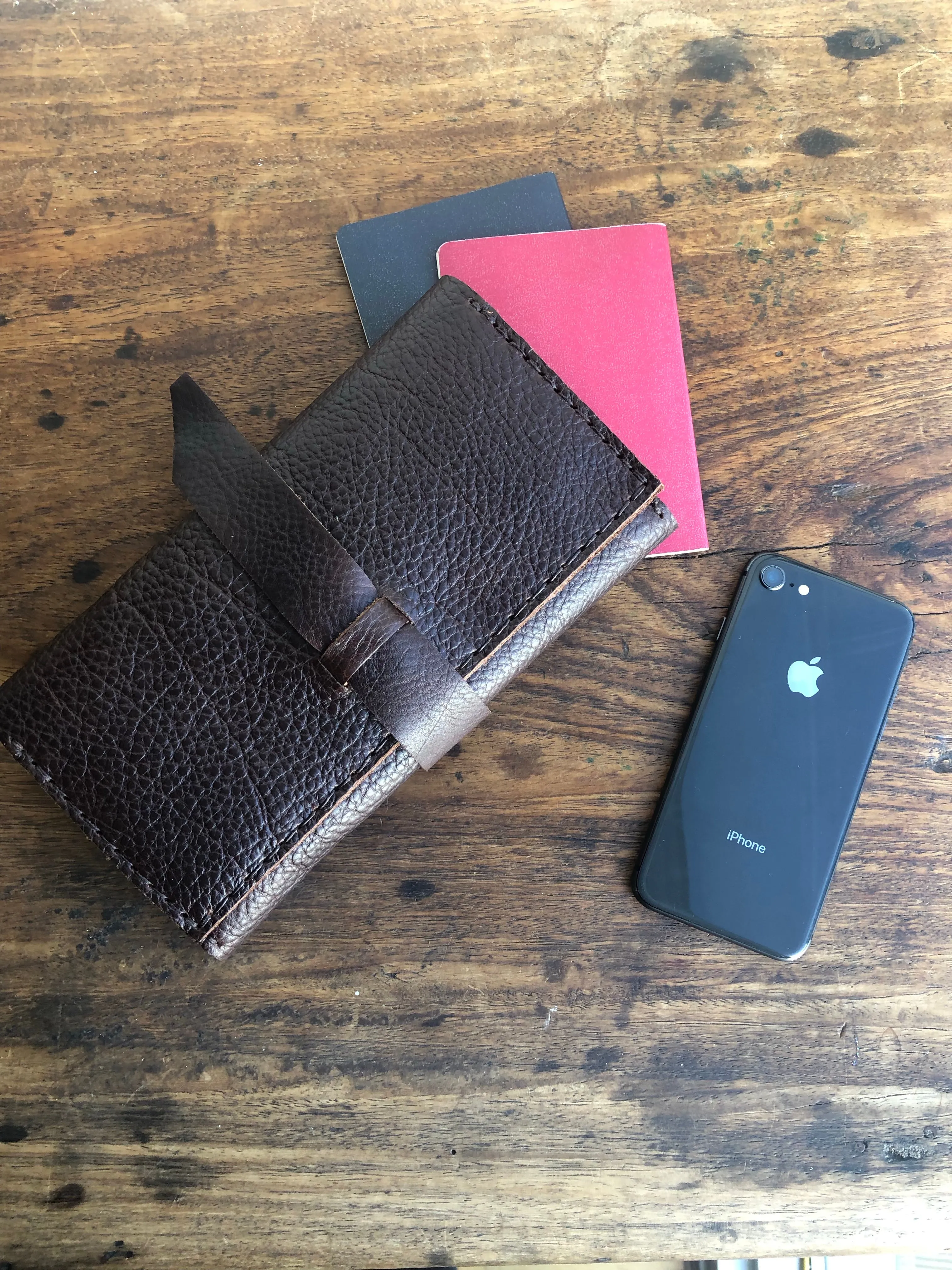 Oversized wallet / large leather travel wallet /