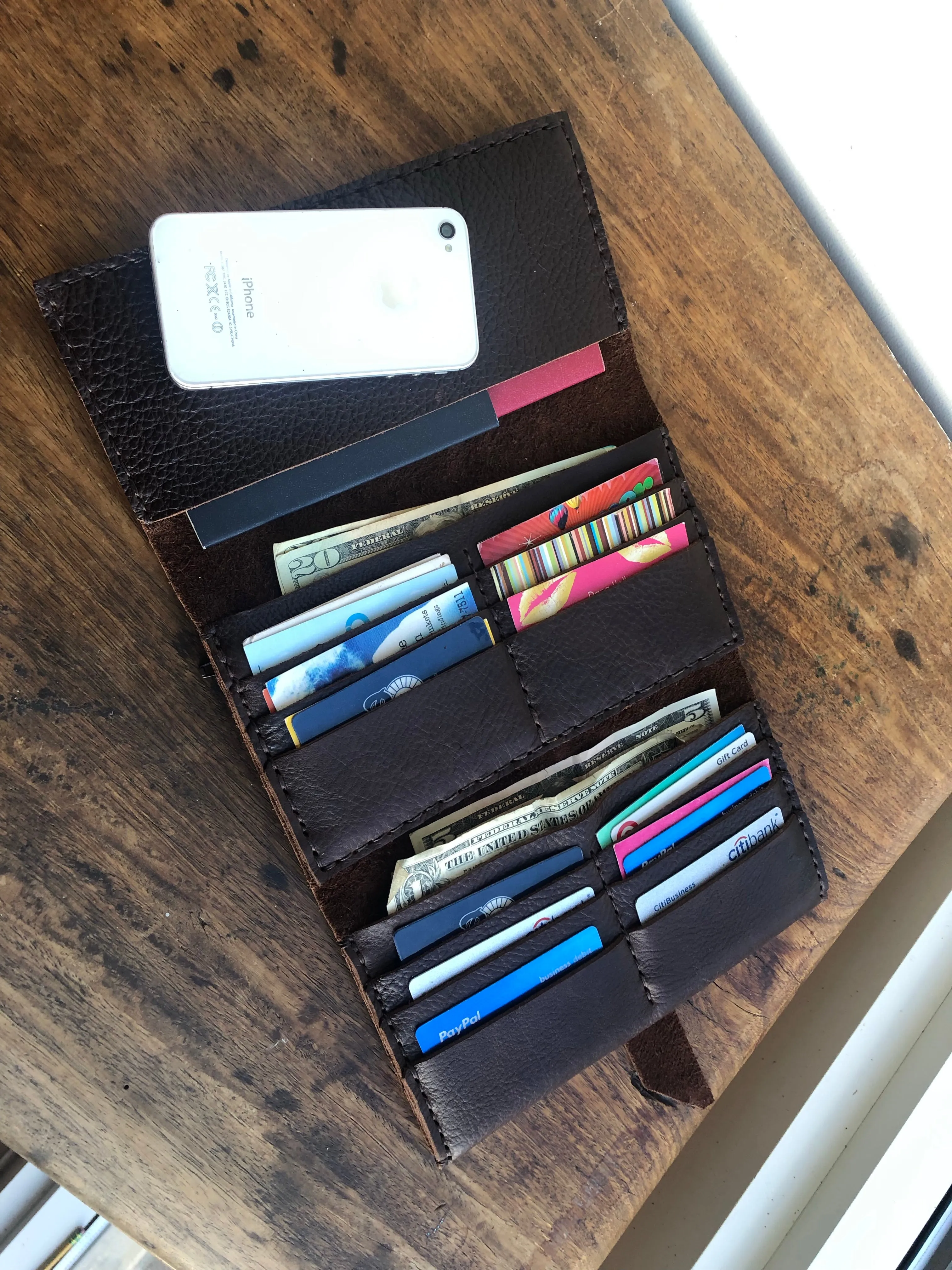Oversized wallet / large leather travel wallet /