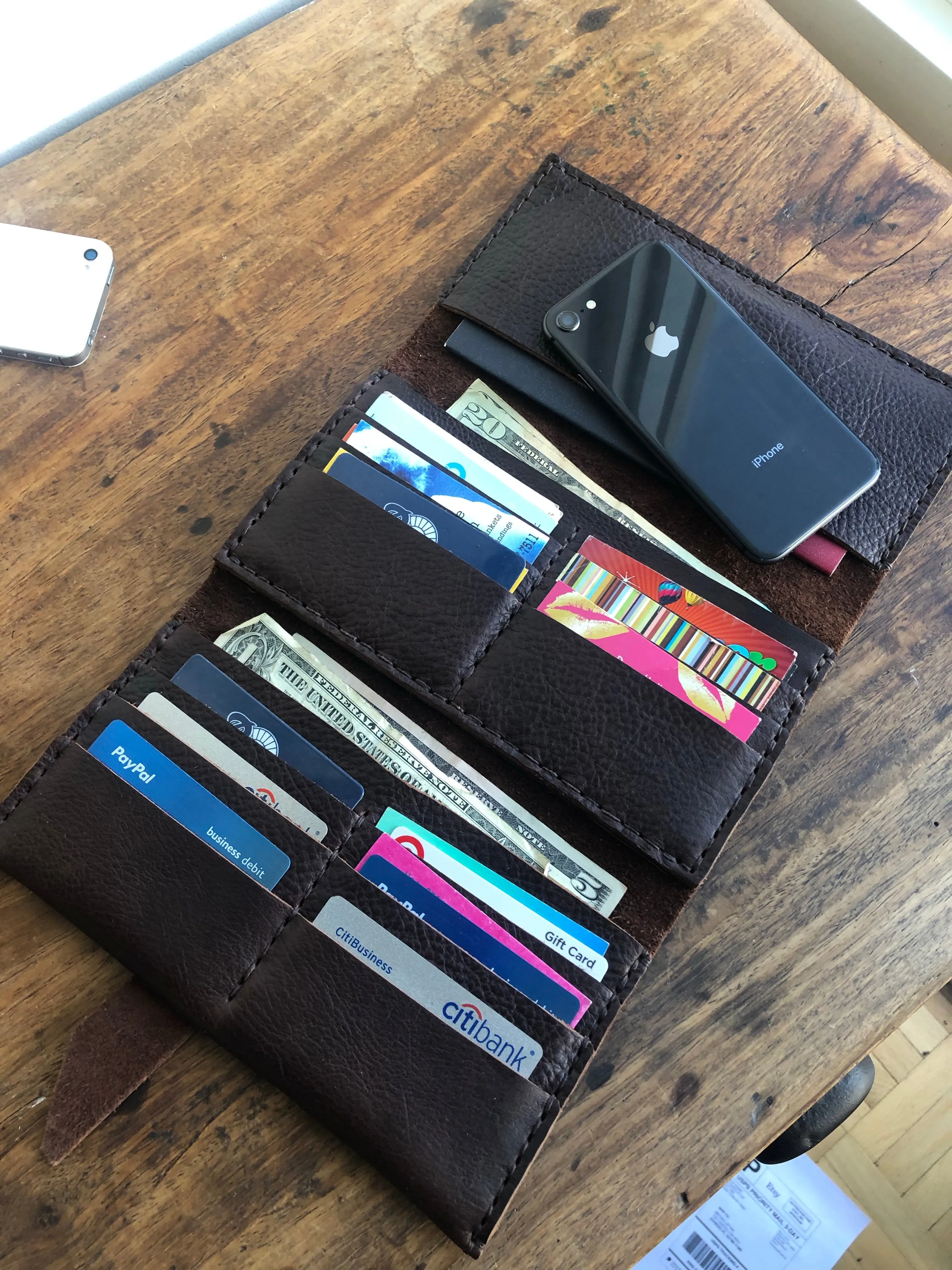 Oversized wallet / large leather travel wallet /