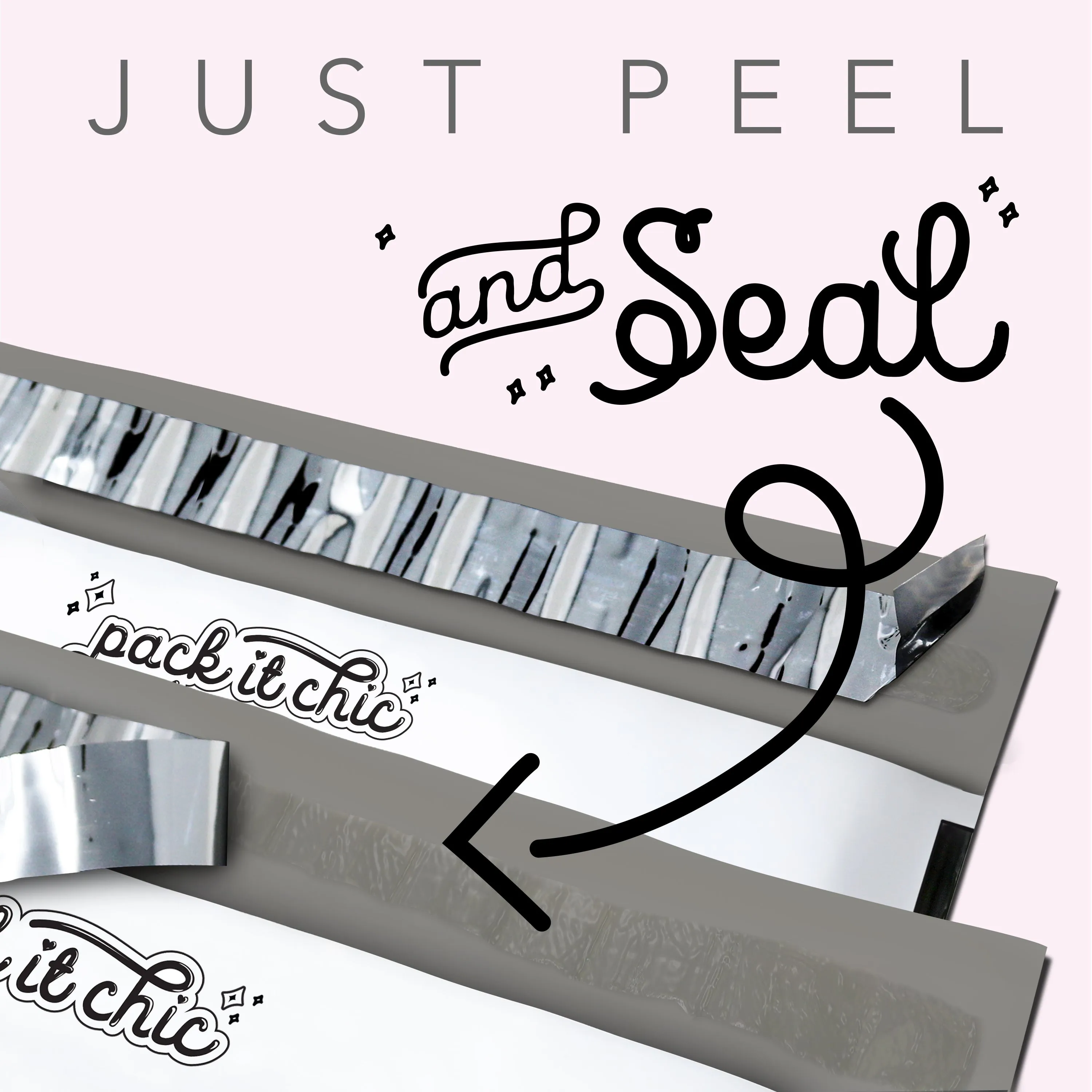 Pack It Chic - 10X13 (100 Pack) Arrows Pattern Poly Mailer Envelope Plastic Custom Mailing & Shipping Bags - Self Seal