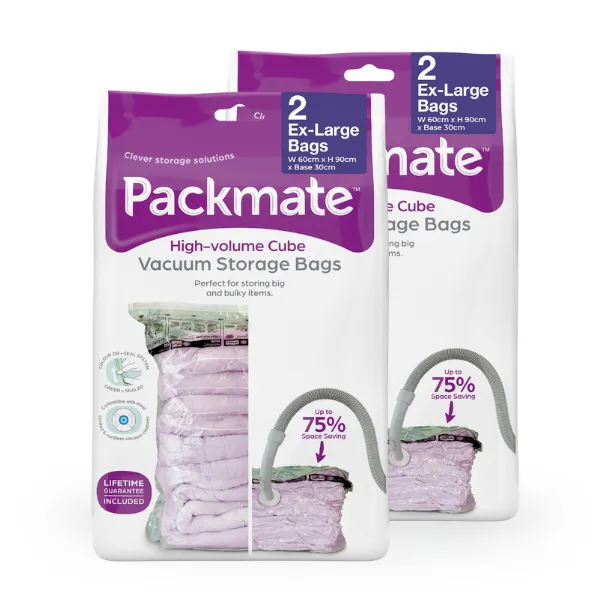 Packmate EXTRA LARGE Gusset Base Vacuum Storage Bag Set (60x90 with 15cm base)