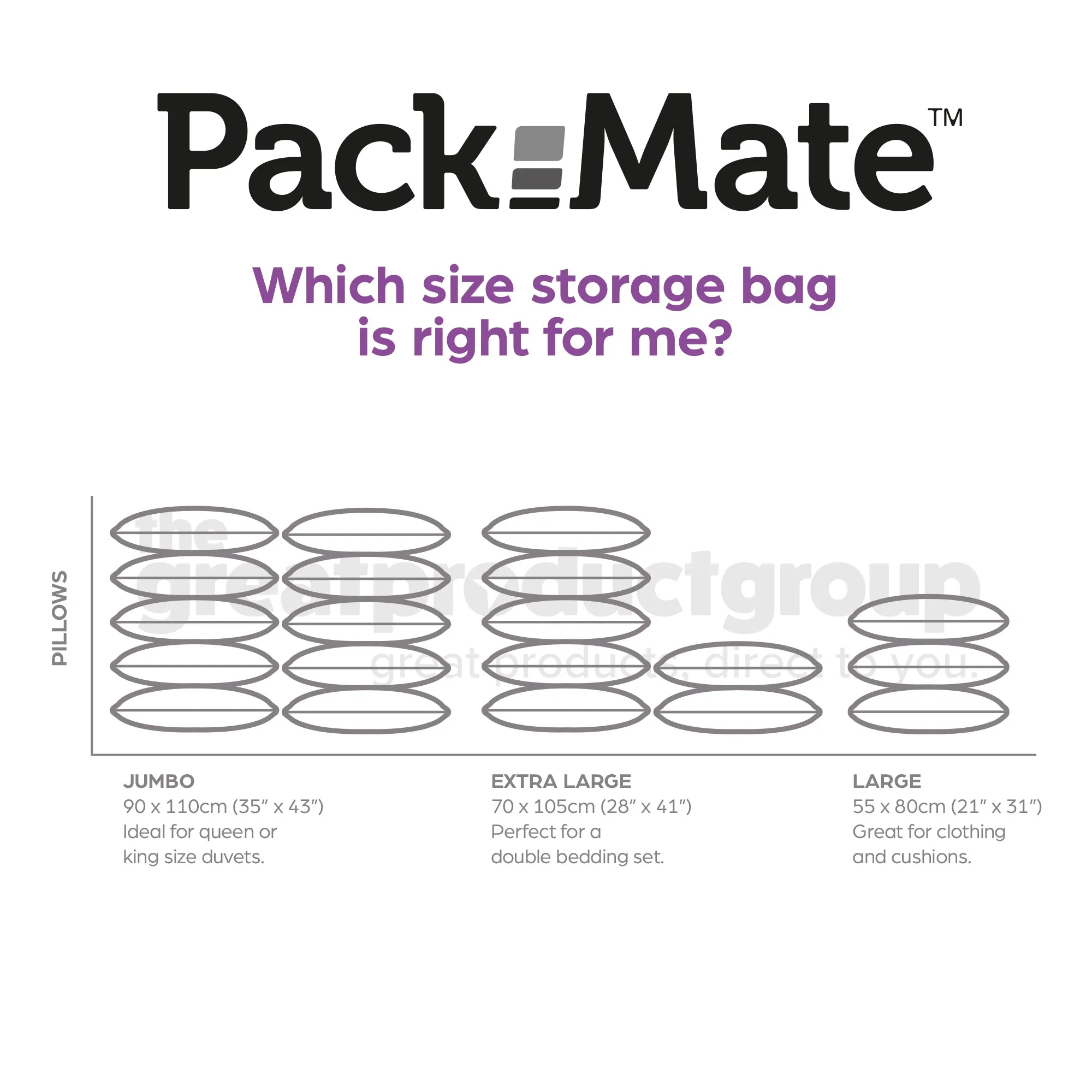 Packmate EXTRA LARGE Gusset Base Vacuum Storage Bag Set (60x90 with 15cm base)