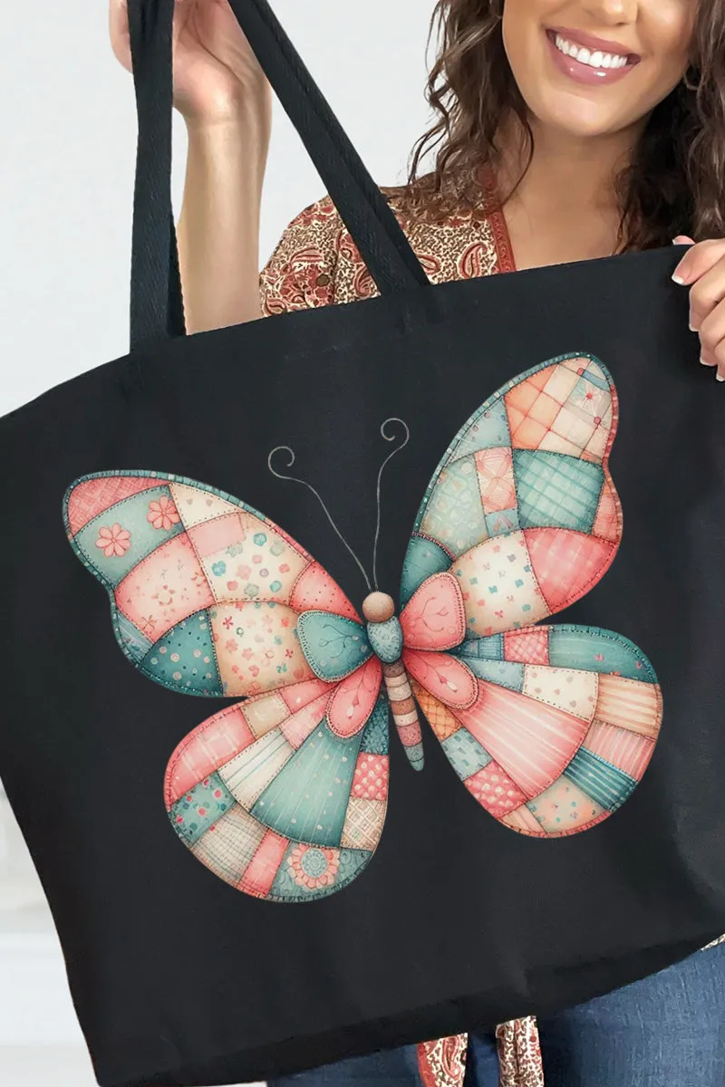 Patchwork Butterfly Canvas Jumbo Tote