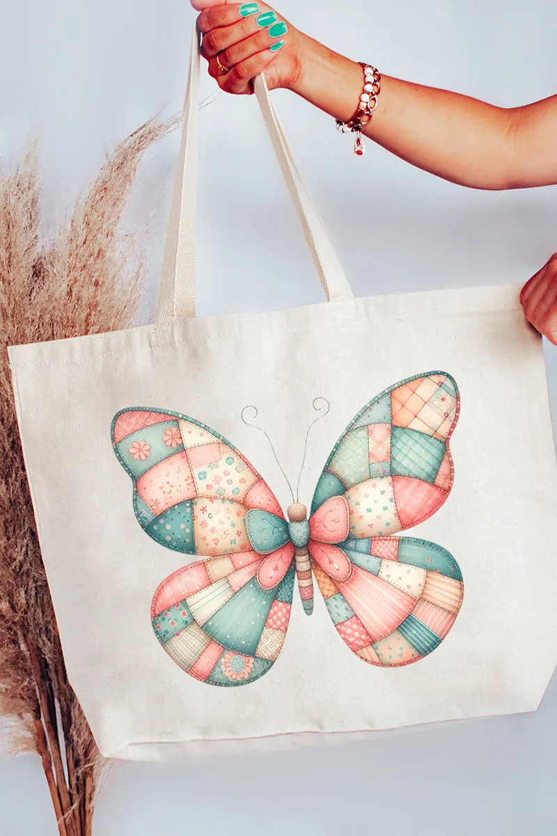 Patchwork Butterfly Canvas Jumbo Tote