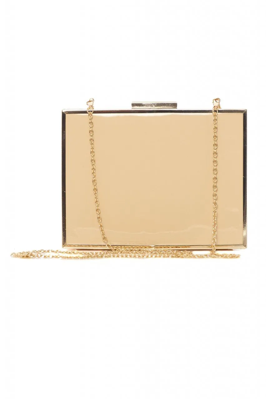 Patent  Gold Edged Box Clutch Bag