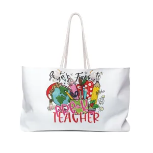 Personalised/Non-Personalised Weekender Bag, Santa's Favorite Pre-K Teacher, Large Weekender Bag, Beach Bag, Book Bag