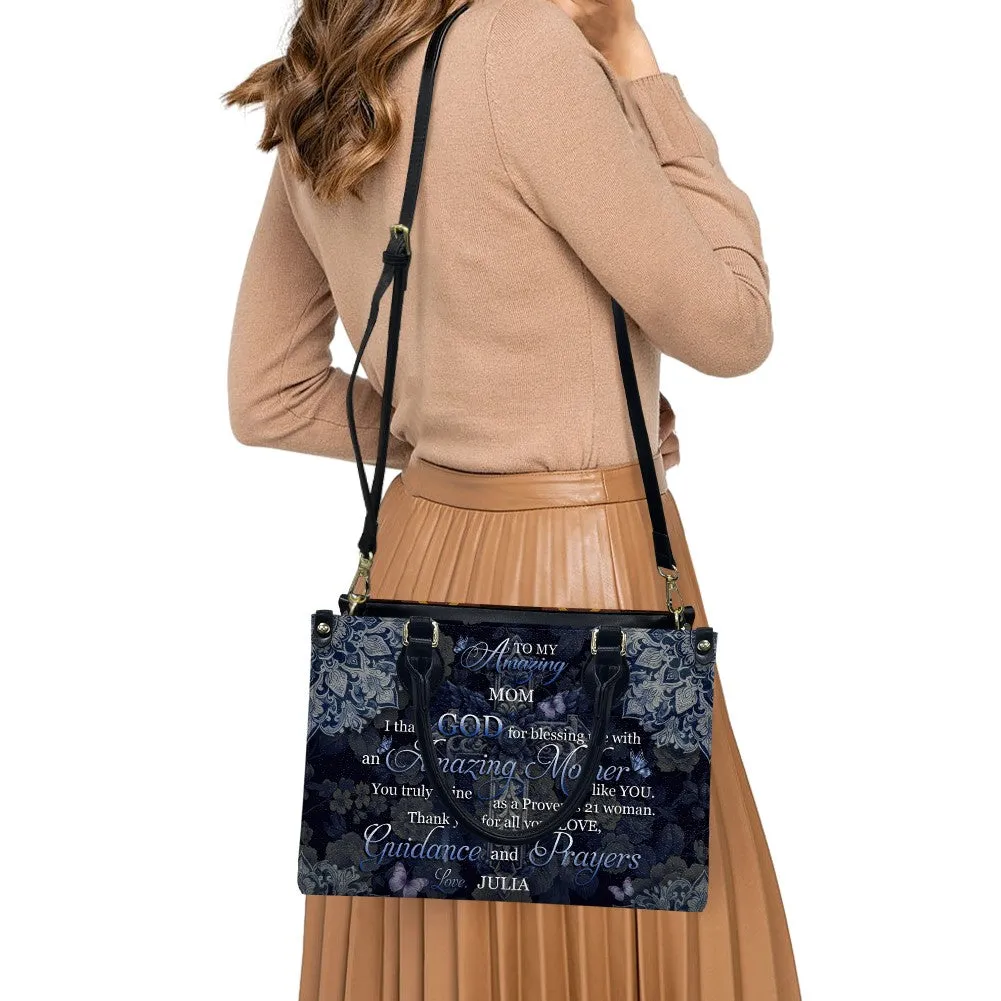 Personalized Proverbs 21 Leather Handbag for Mothers - CHRISTIANARTBAG CABLTHB01180424.