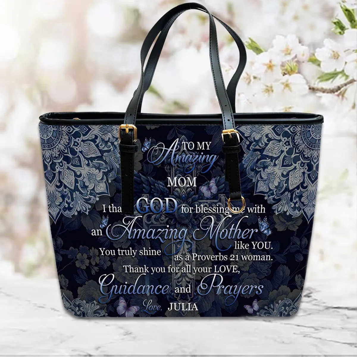 Personalized Proverbs 21 Leather Handbag for Mothers - CHRISTIANARTBAG CABLTHB01180424.