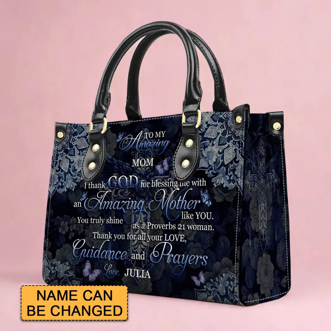 Personalized Proverbs 21 Leather Handbag for Mothers - CHRISTIANARTBAG CABLTHB01180424.