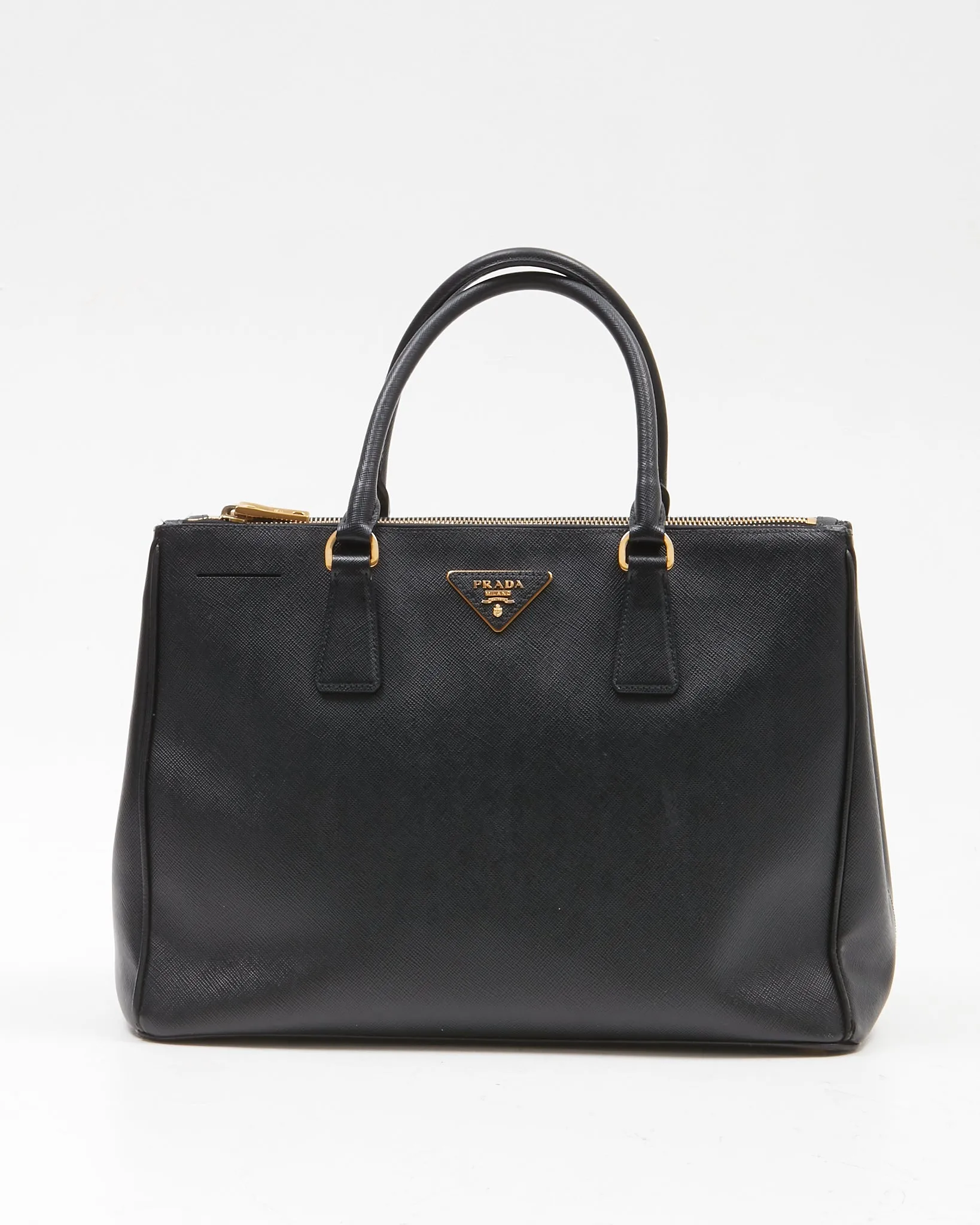 Prada Black Saffiano Medium Double Zip Tote Bag